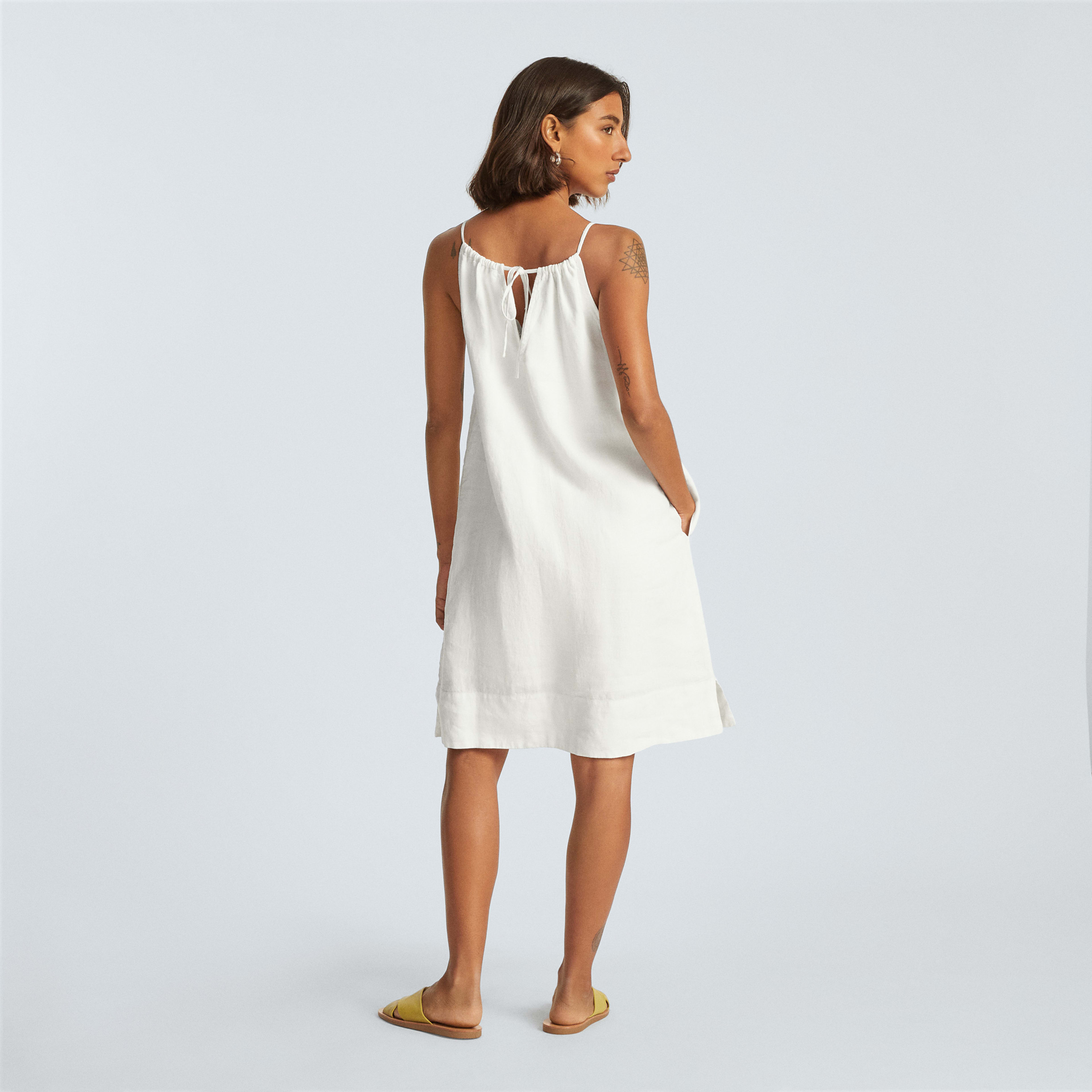 The Linen Apron Dress White Everlane