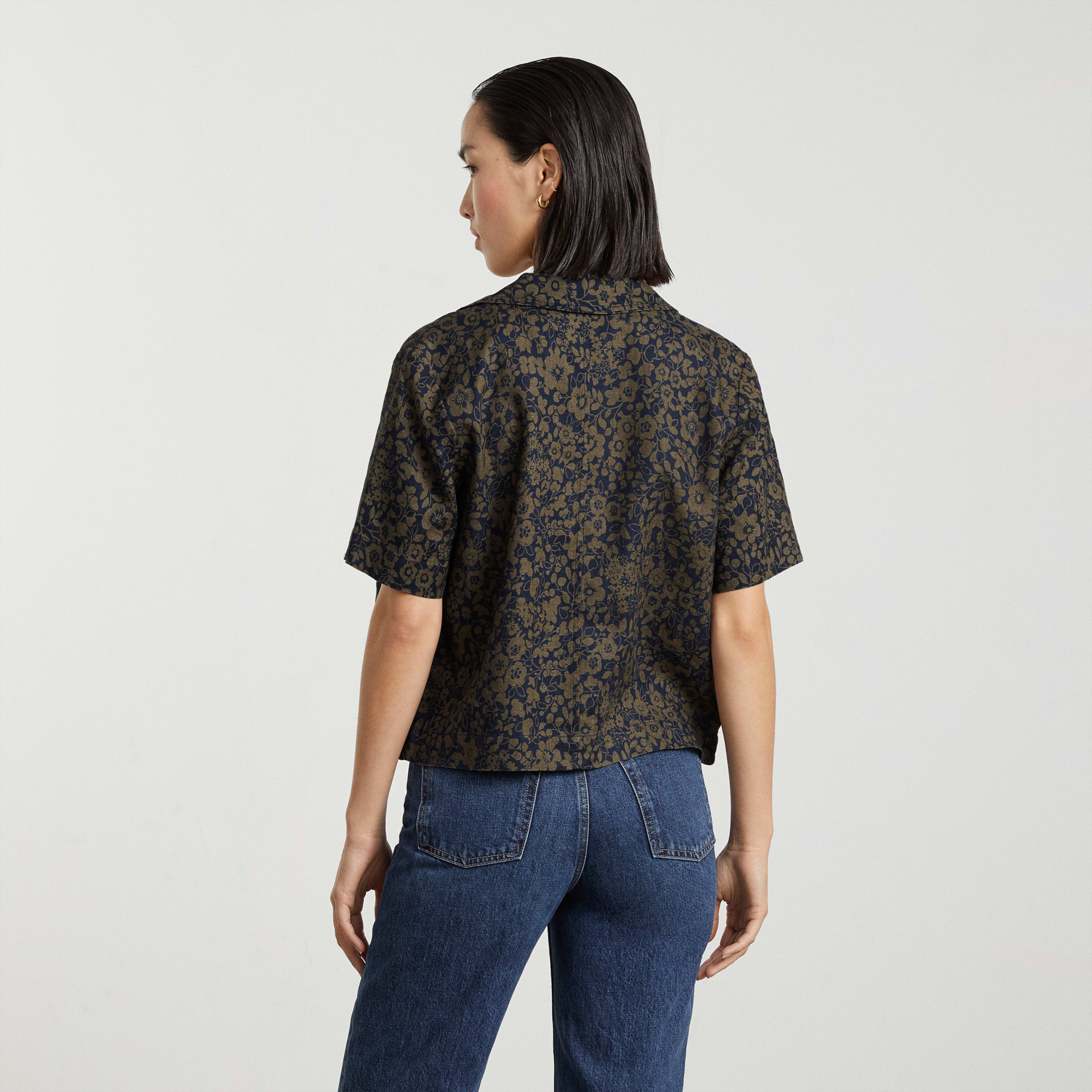 The Linen Workwear Shirt Midnight Floral Everlane