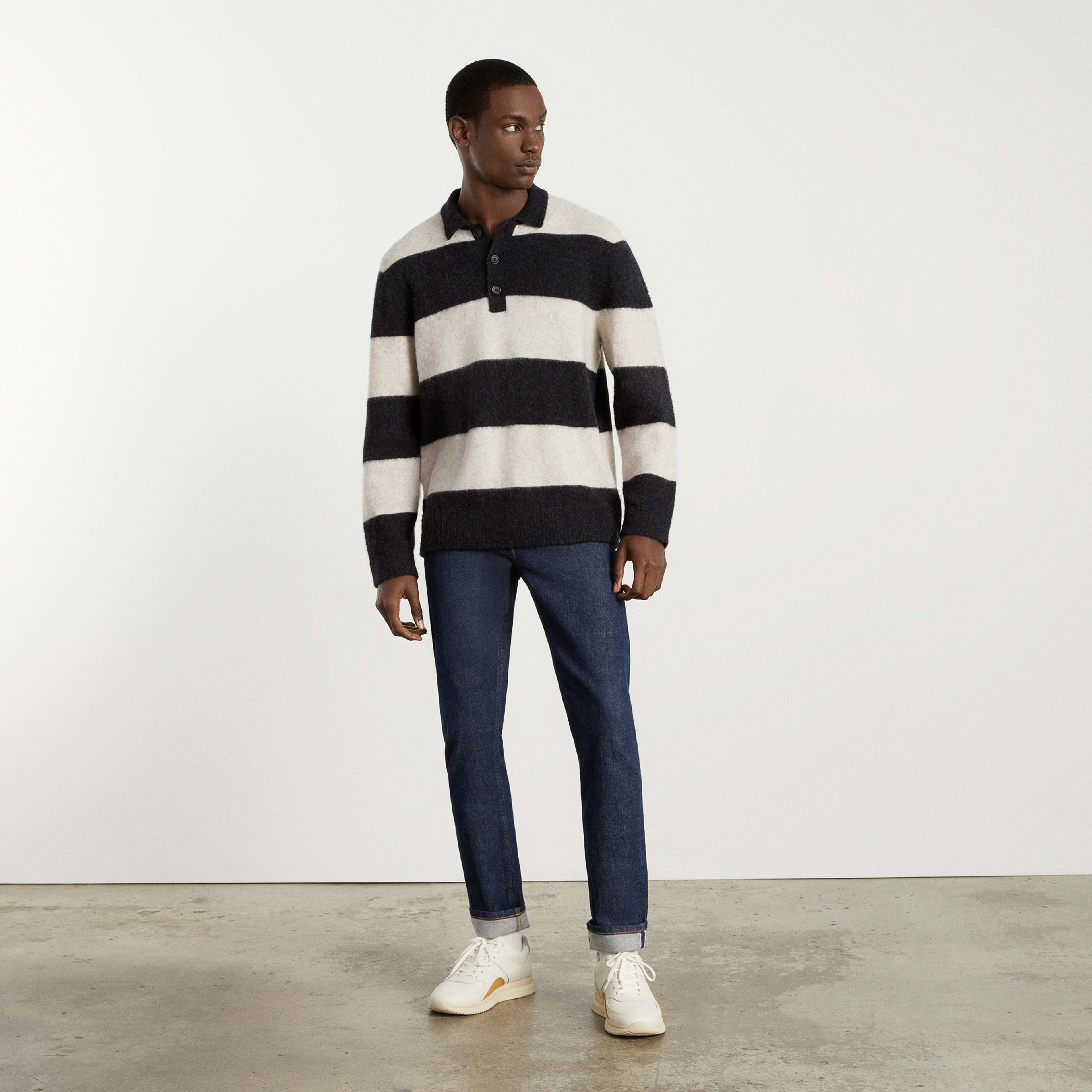 The Stretch Wool Rugby Sweater Ash / Charcoal – Everlane