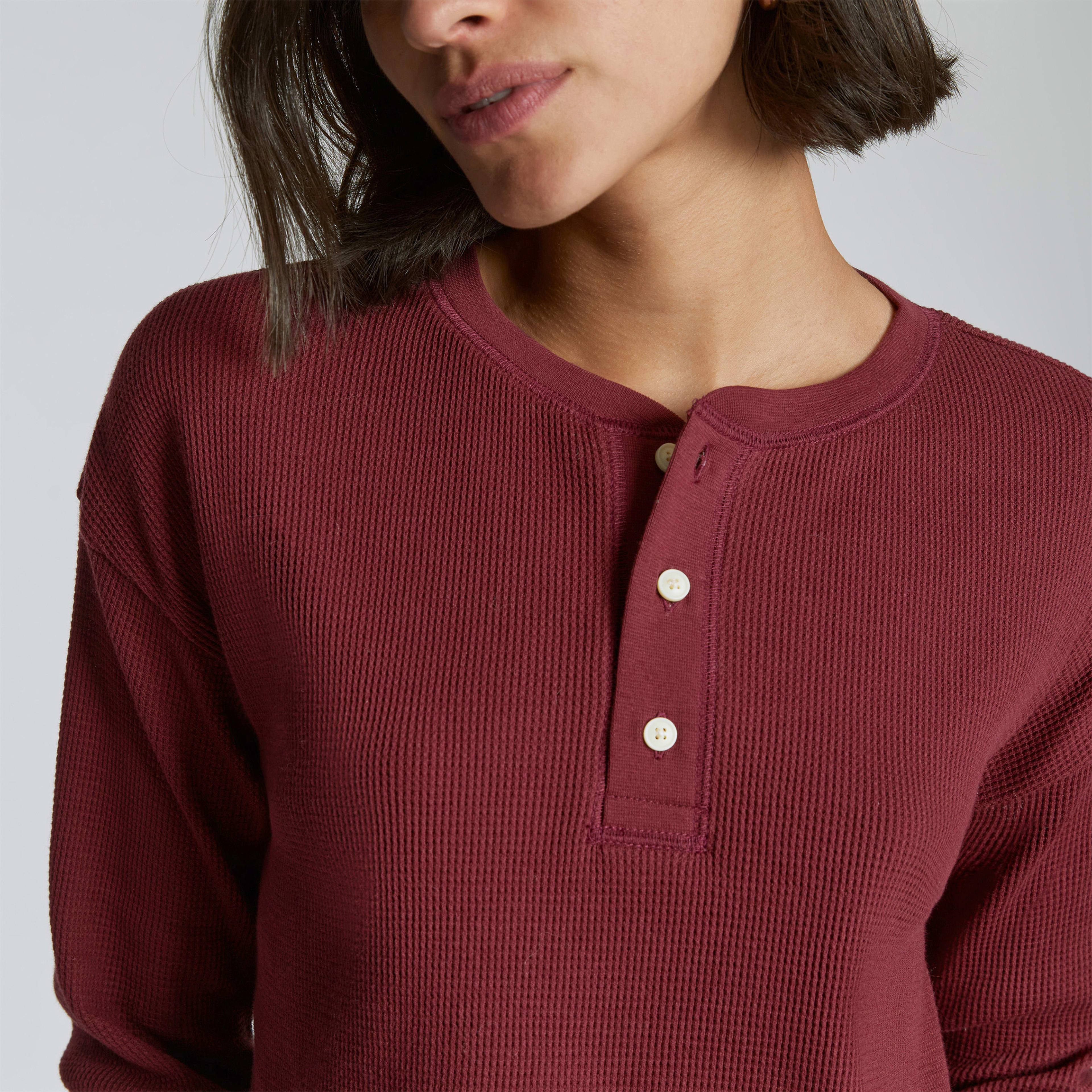 The Organic Cotton Waffle Henley Brandy Everlane