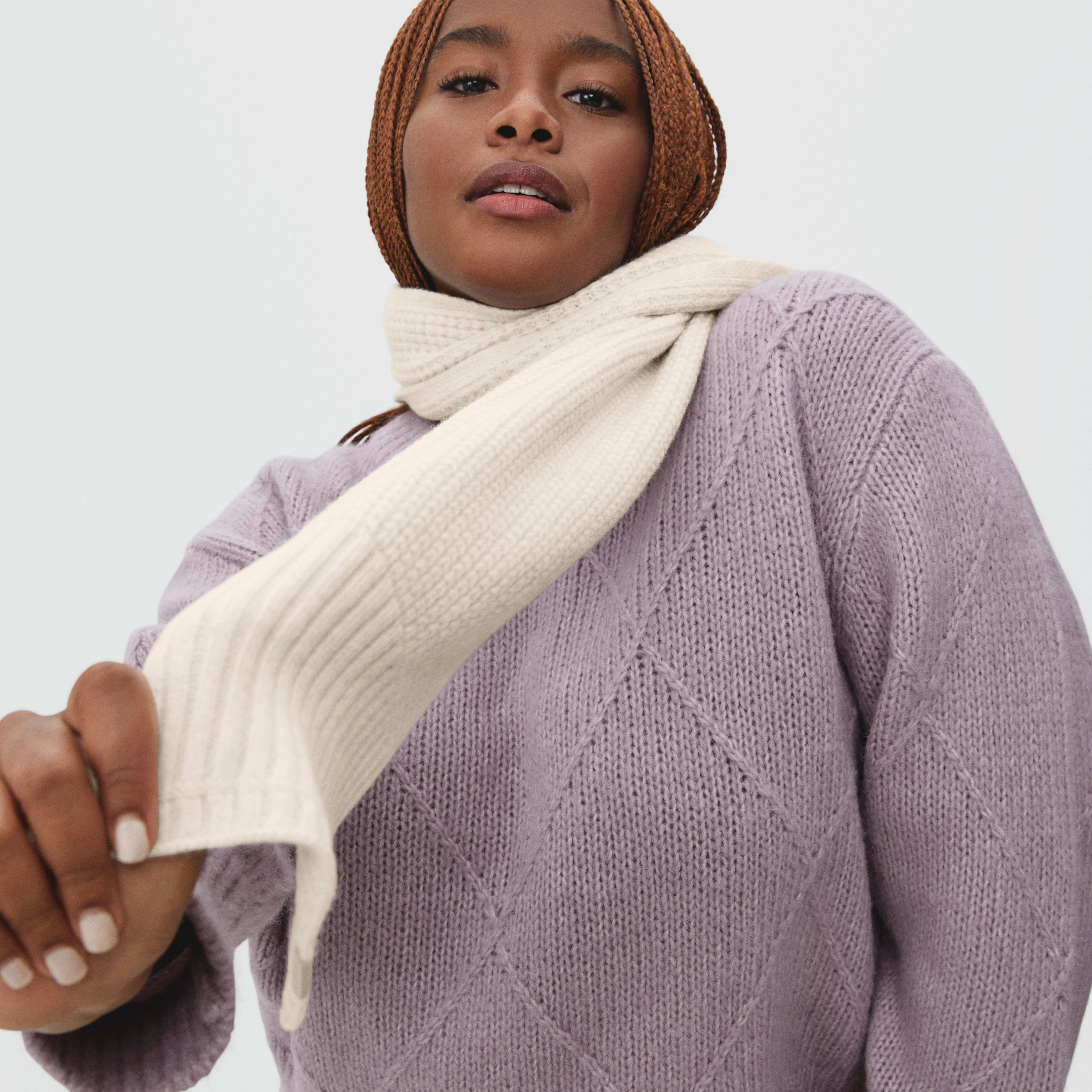 The Felted Merino WaffleKnit Scarf Heathered Oat Everlane
