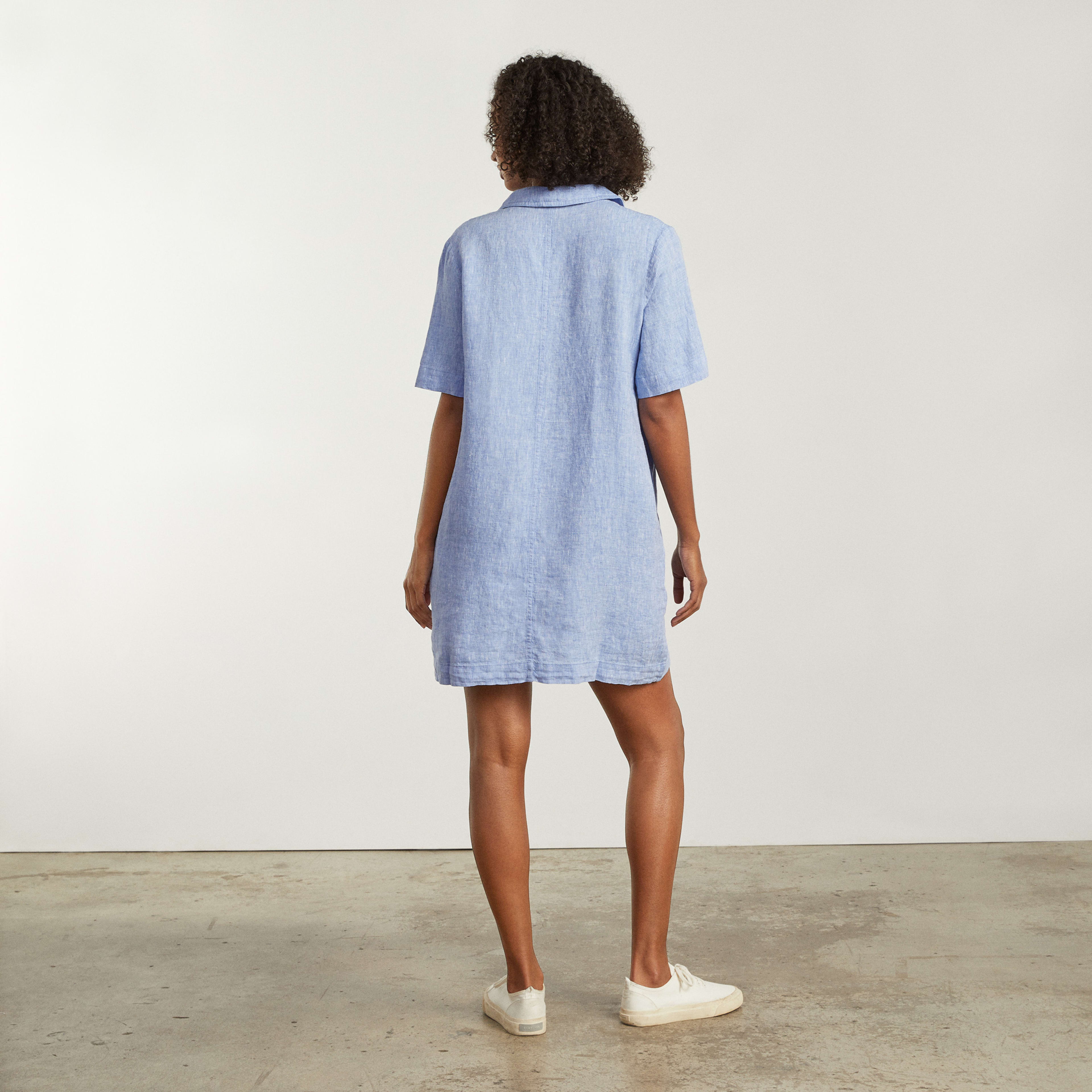 The Linen Workwear Dress Medium Blue Everlane