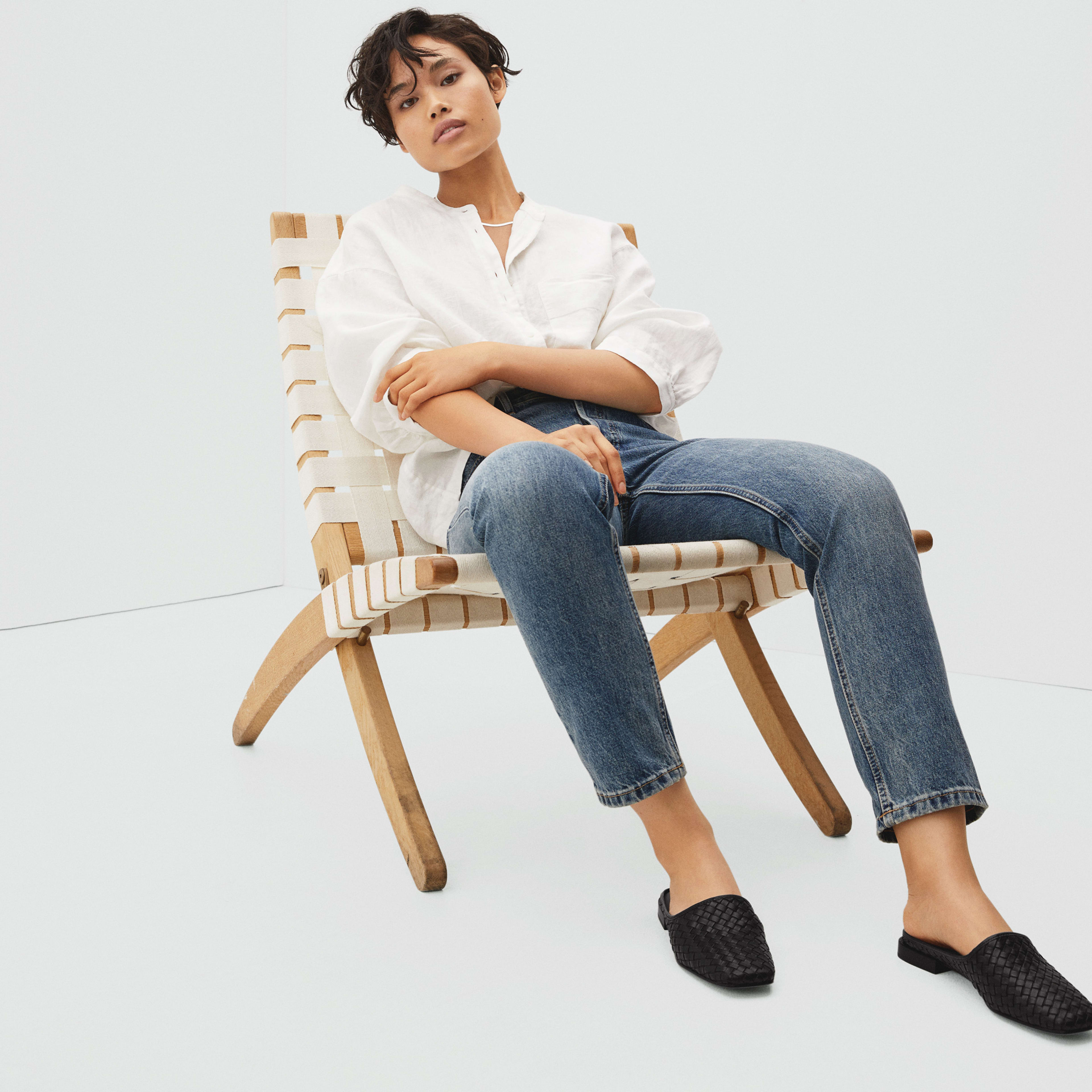 cresetia woven leather mule
