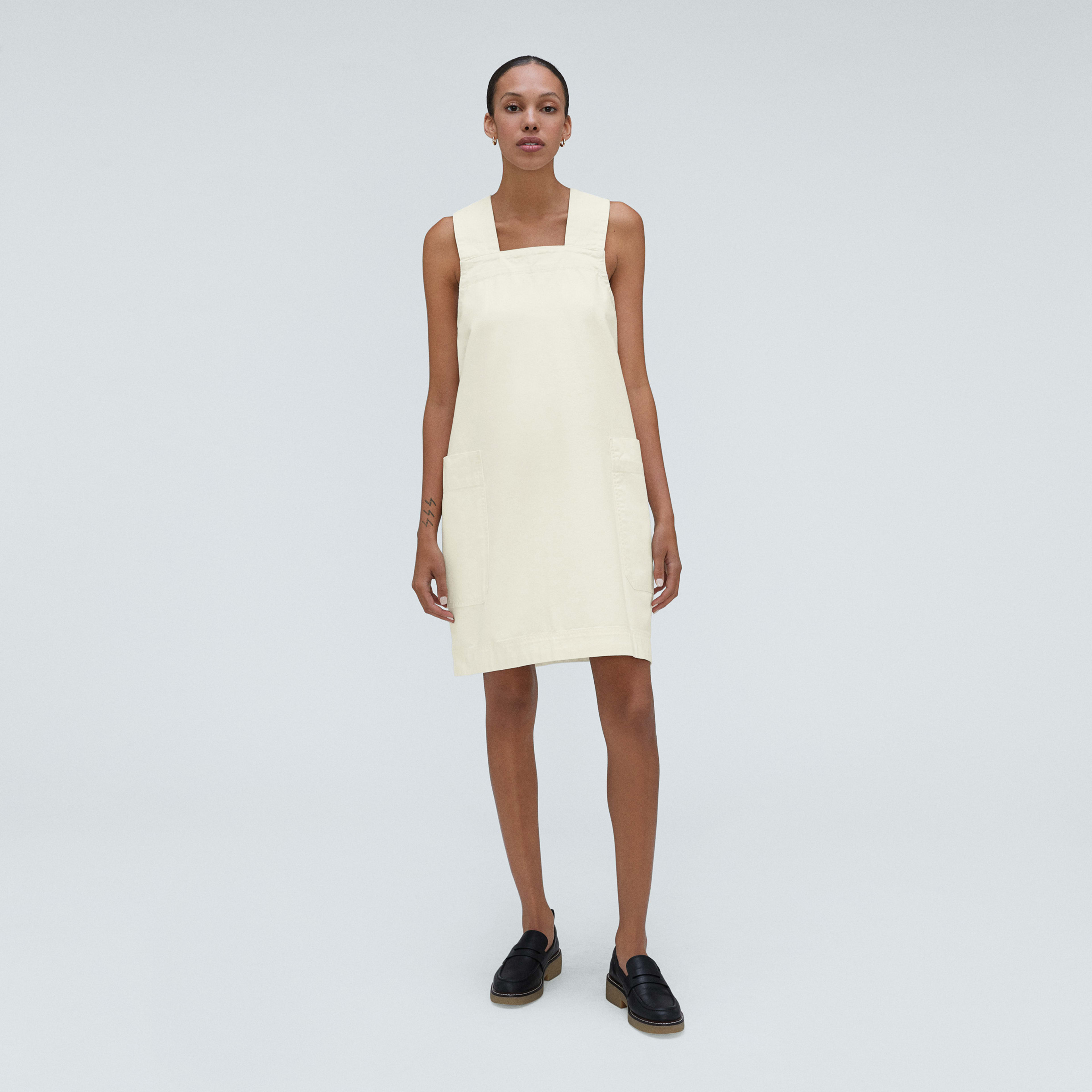 The CrossBack Apron Mini Dress Canvas Everlane