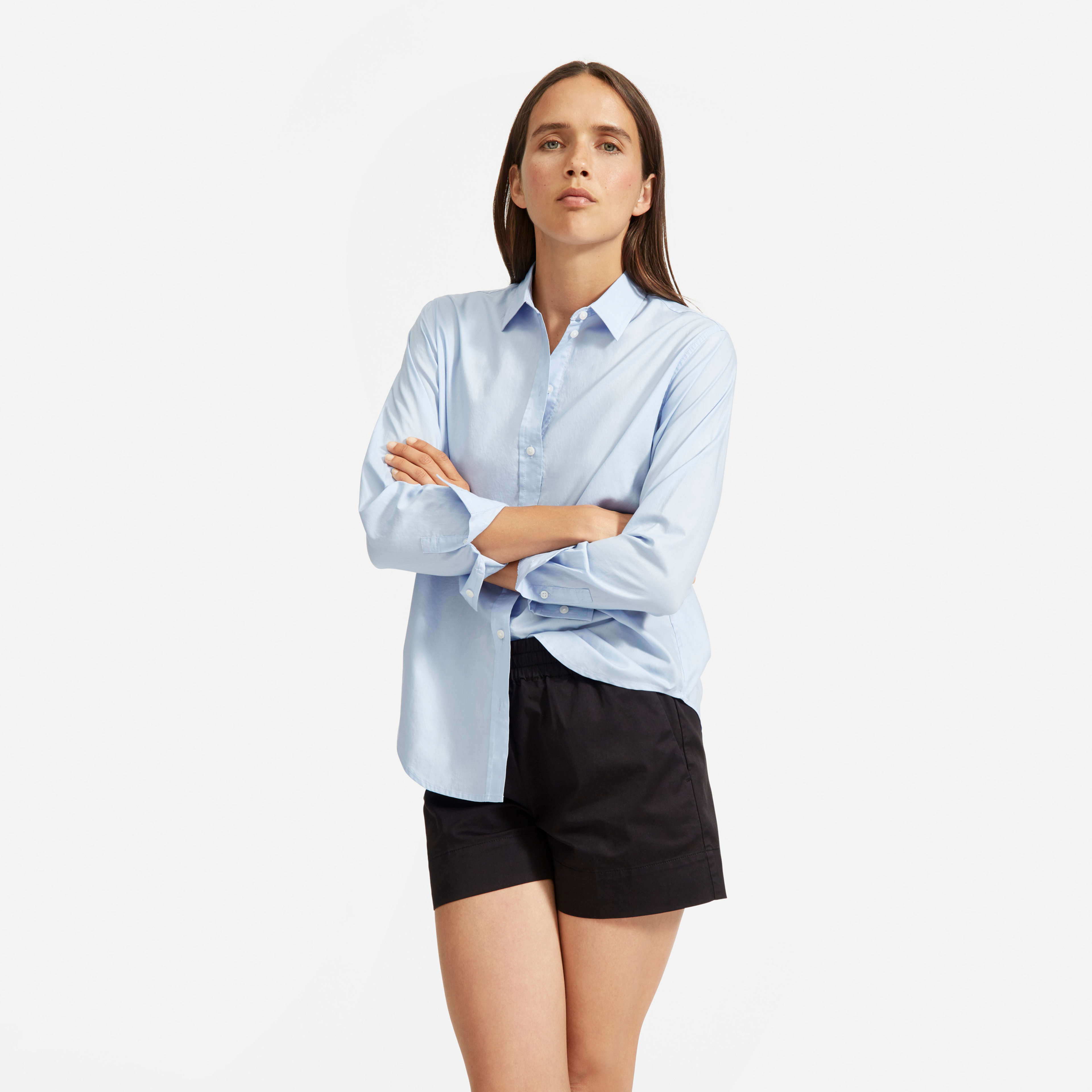 Women's Silky Cotton Relaxed Shirt by Everlane in Pale Blue, Size 10