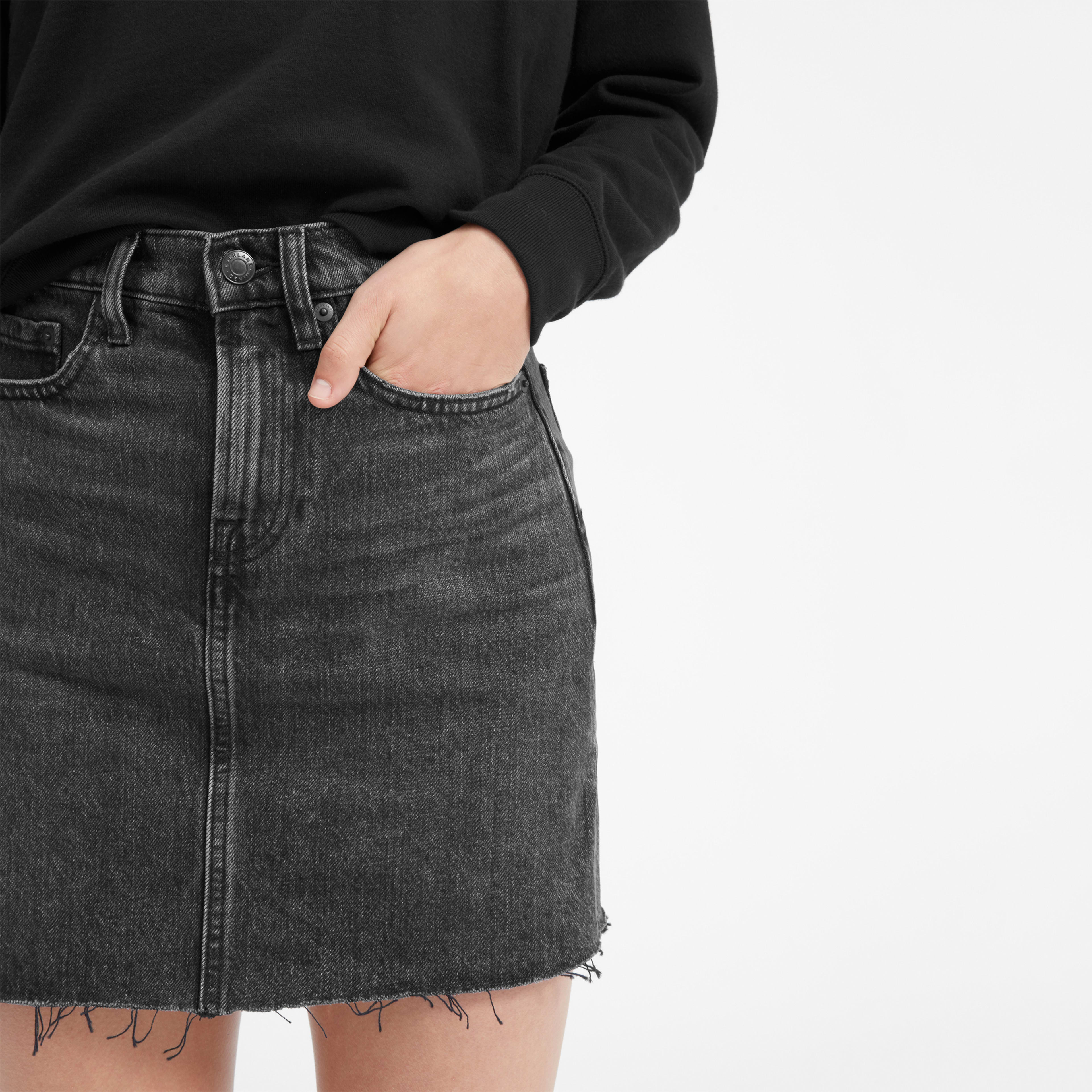 The Denim Skirt Washed Black (Raw Hem) Everlane