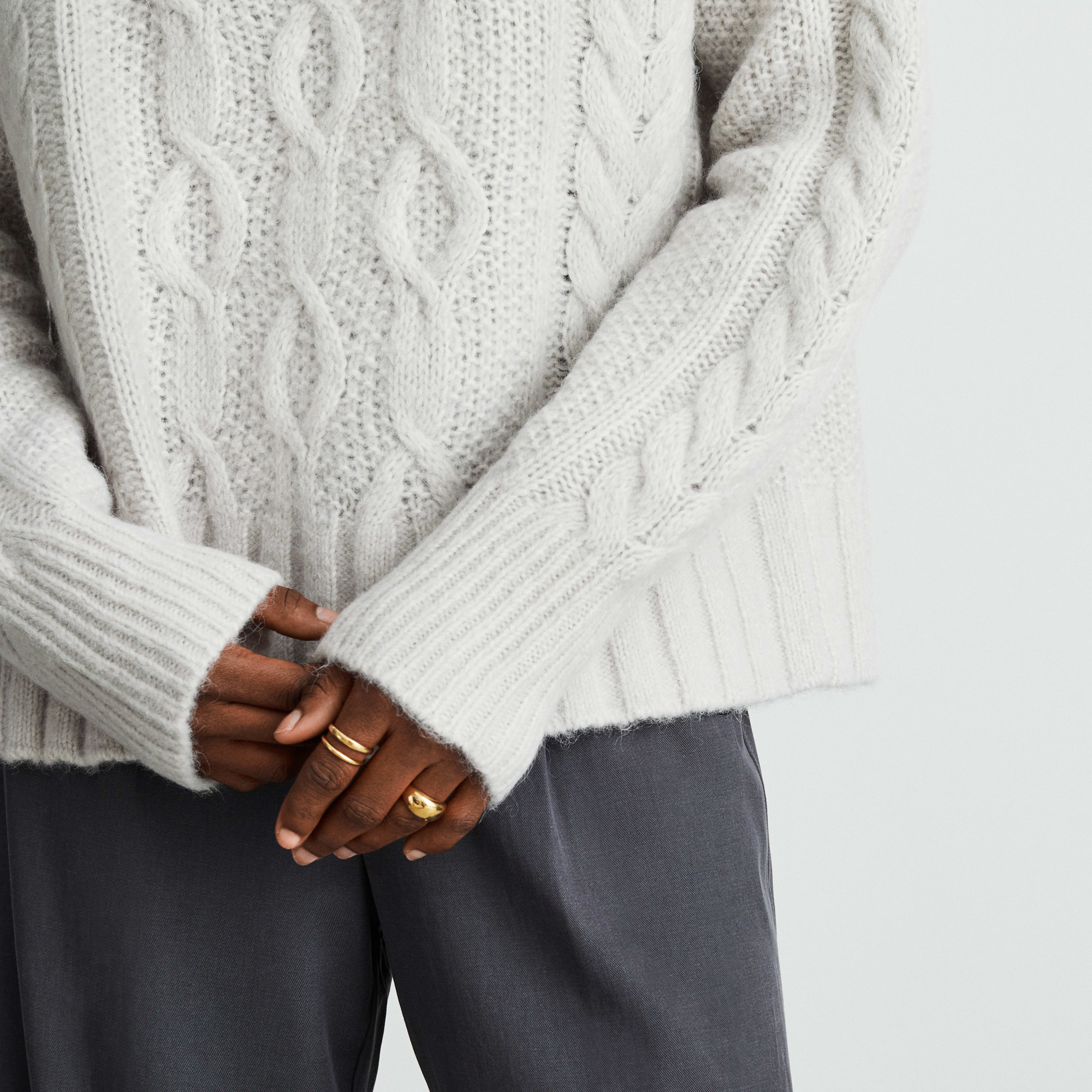 The Cloud CableKnit Crew Ice Everlane