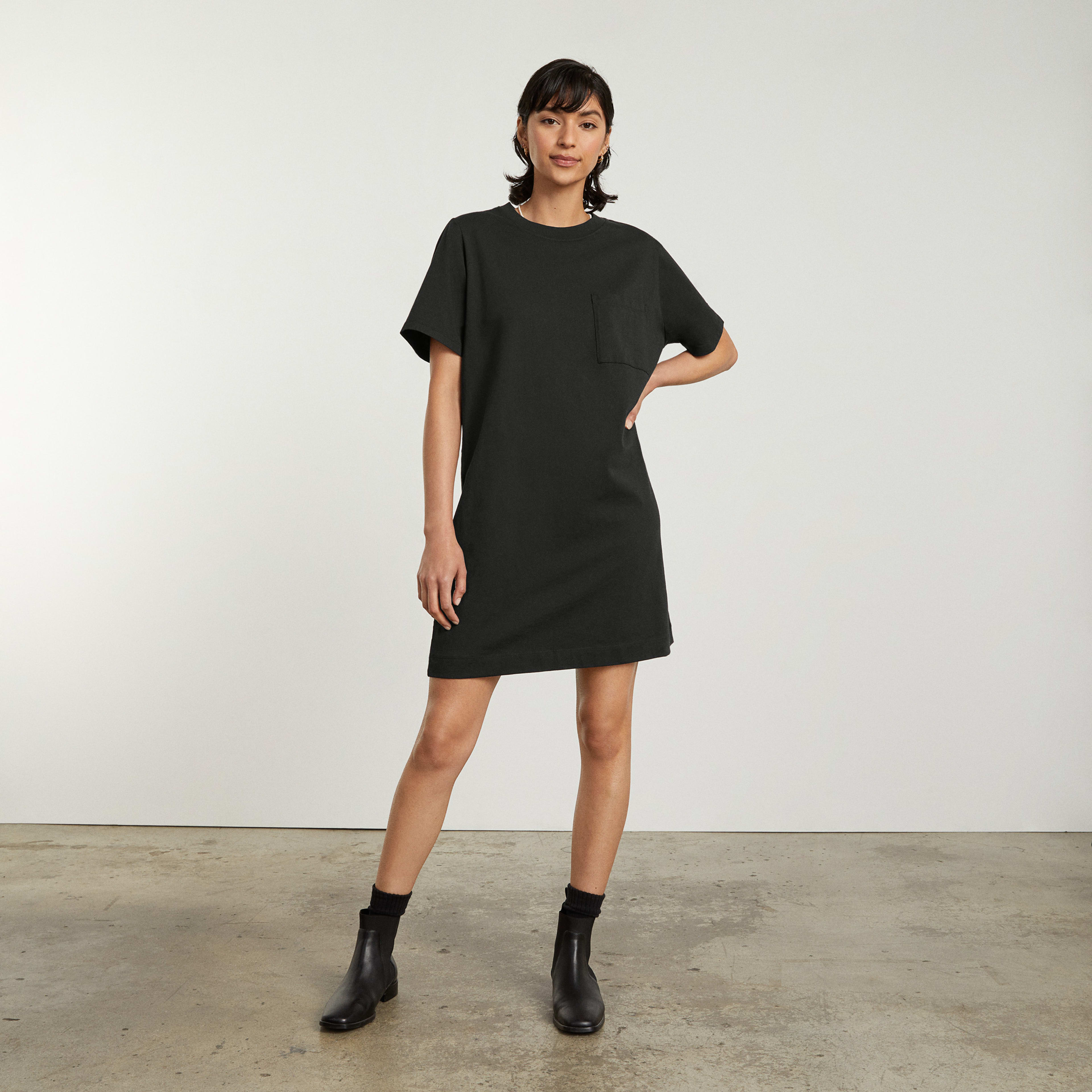 Women's Organic Cotton Weekend Tee Dress by Everlane in Black, Size XXS