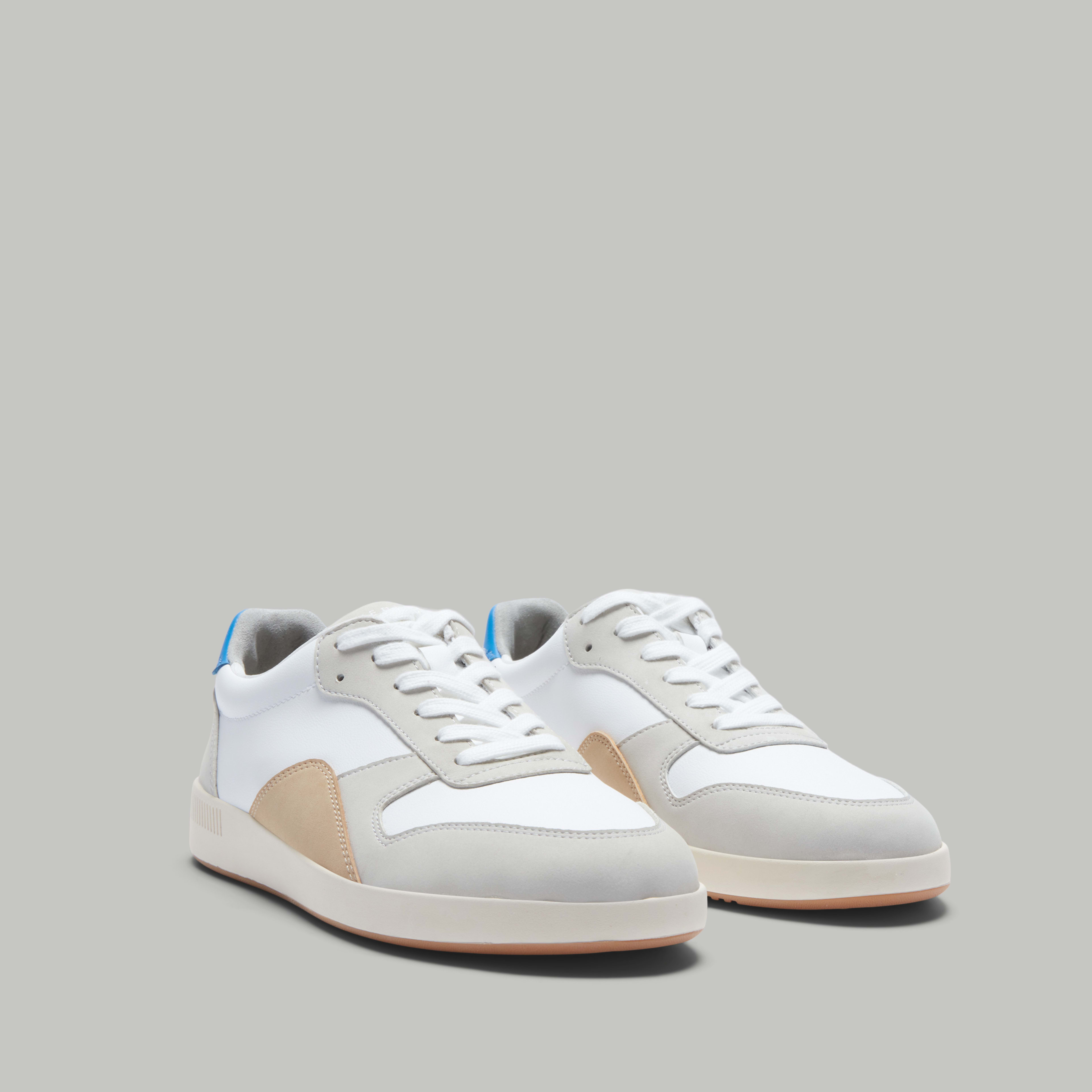 The ReLeather® Court Sneaker White / Smoke Grey / Strong Blue Everlane