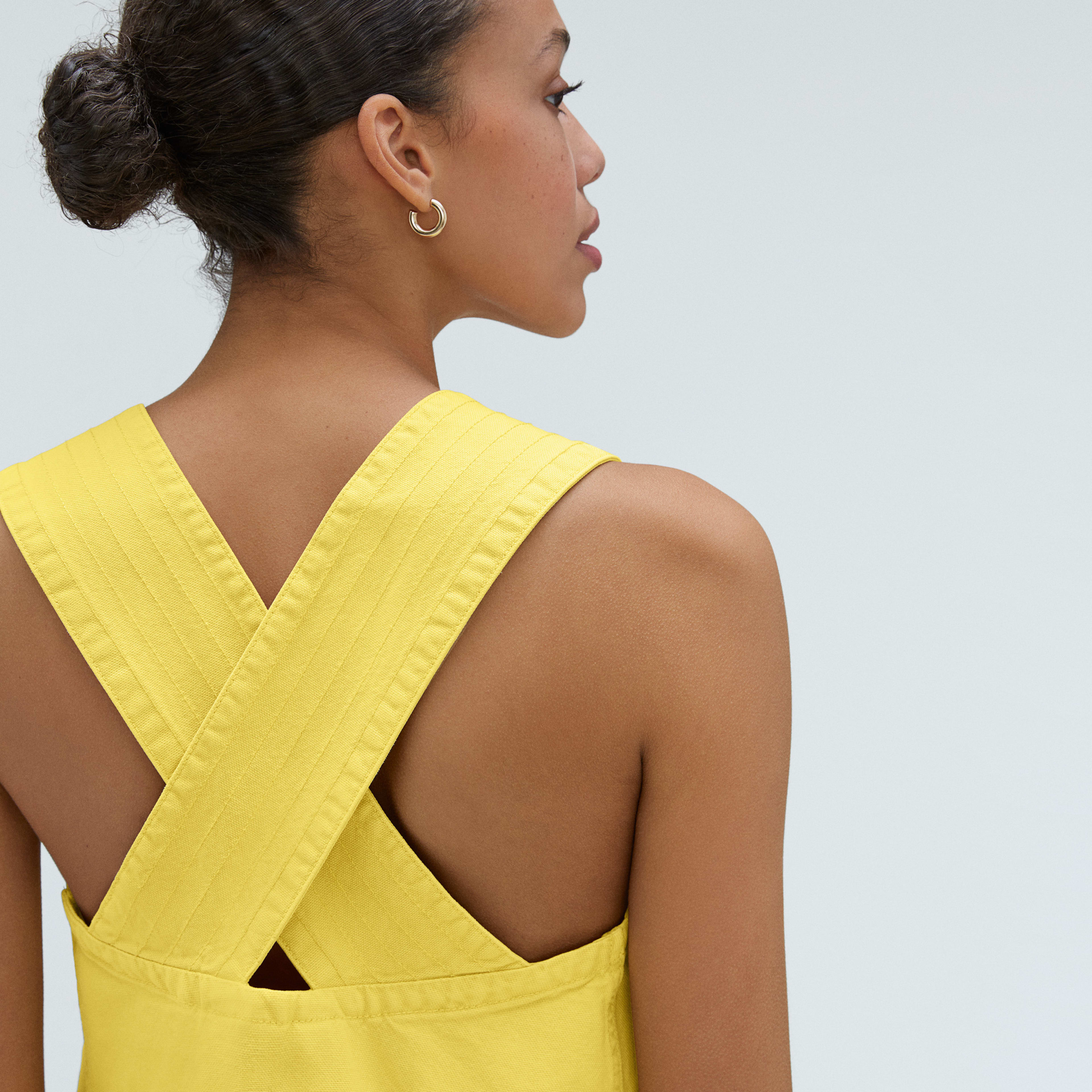 The CrossBack Apron Mini Dress Lemon Everlane