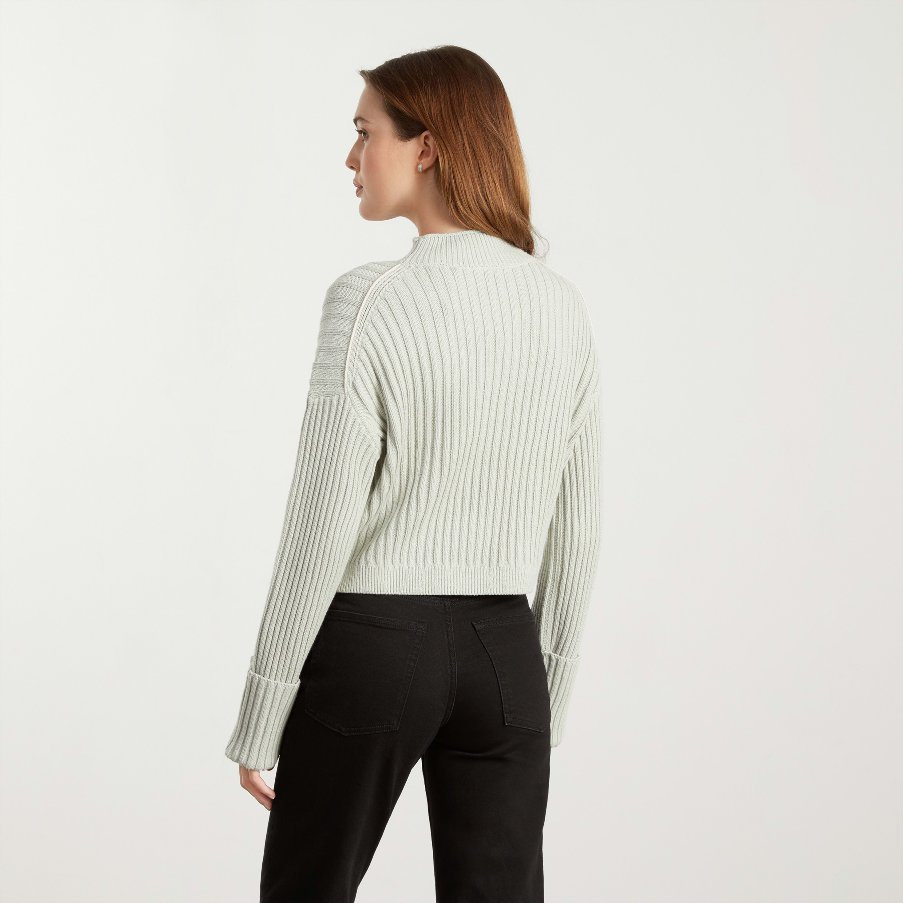 The Cotton Ribbed Rollneck Sweater Grey / Parchment Everlane