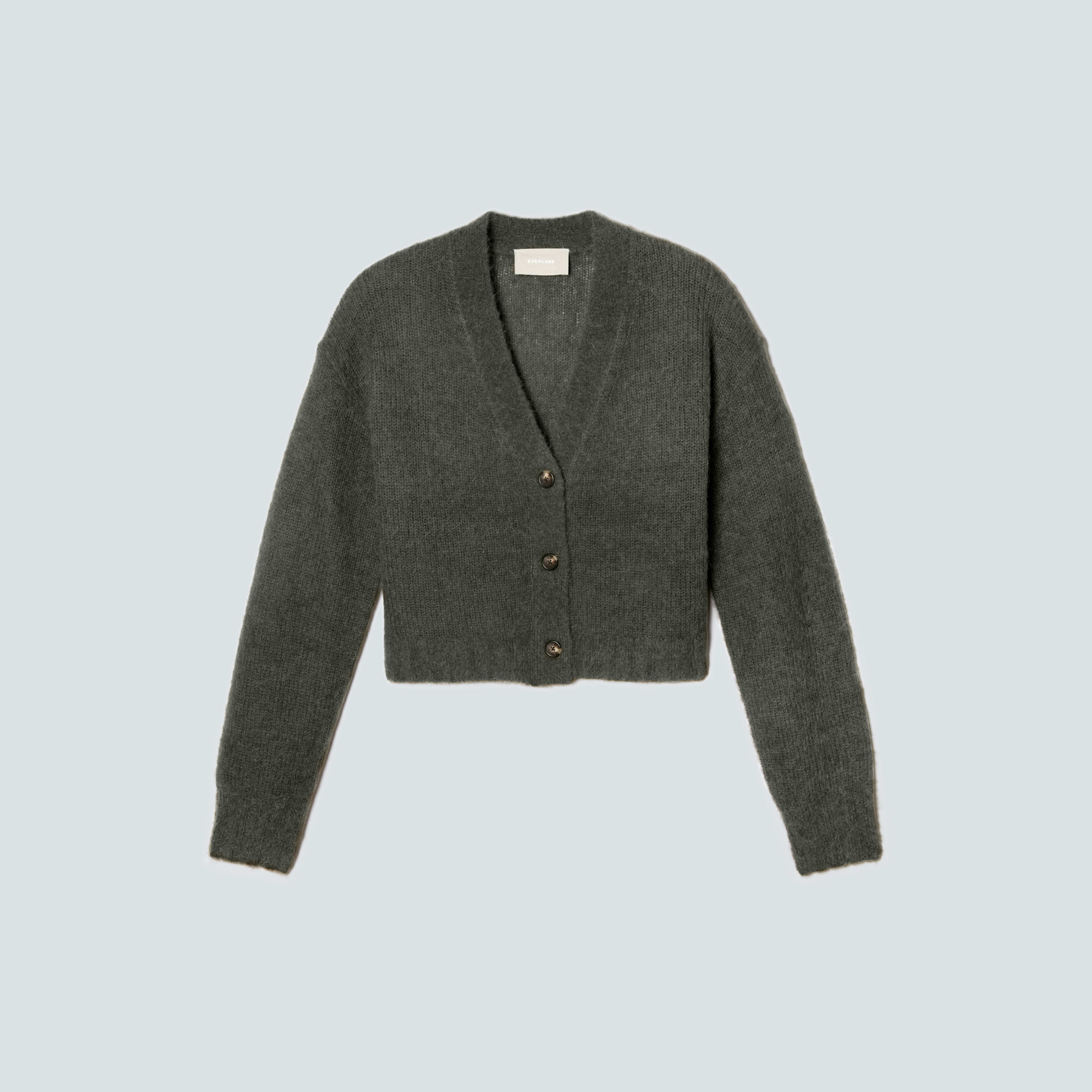 Soft Knit V-Neck Sleeveless Alpaca Cardigan - Charcoal main image 1