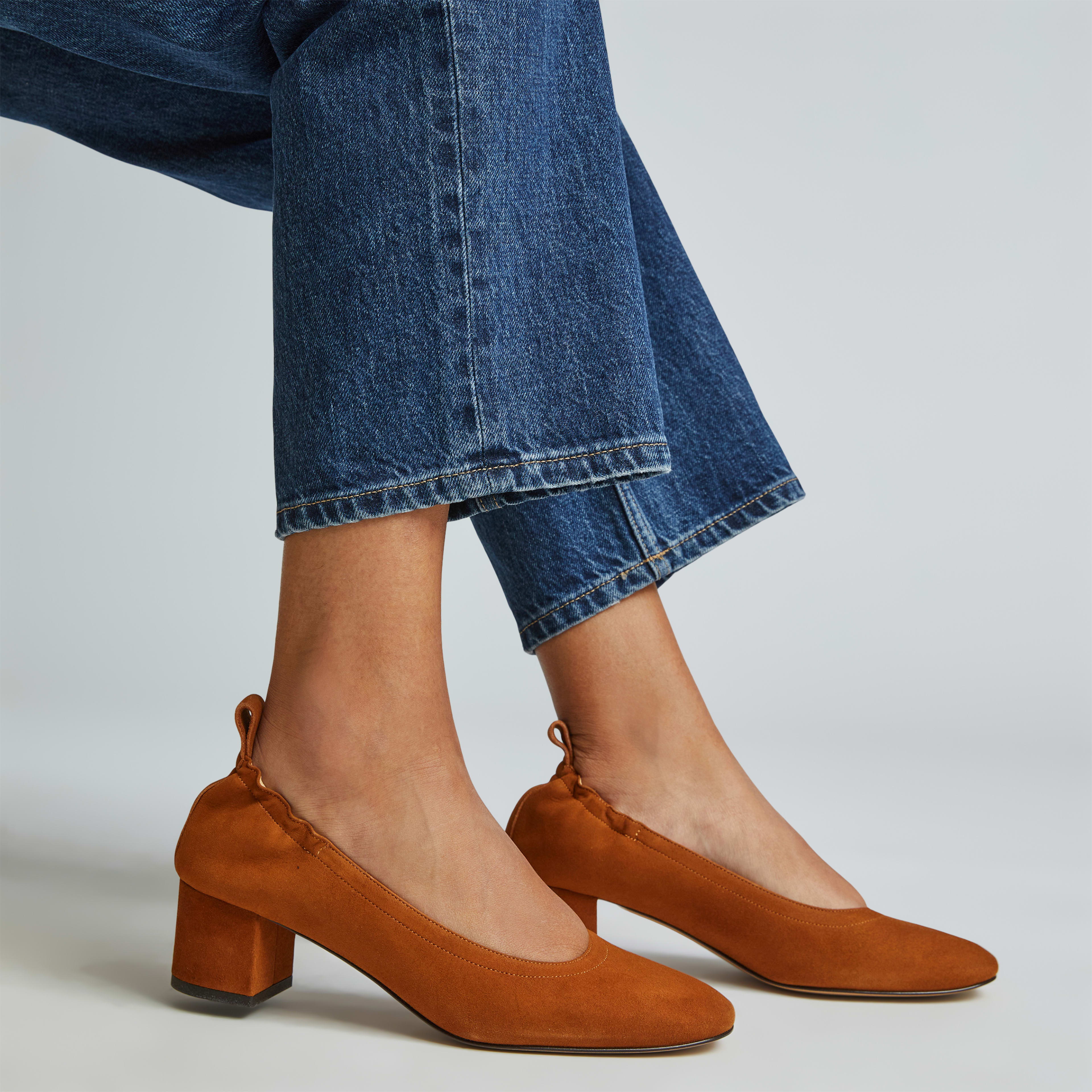 The Italian Leather Day Heel Almond Suede Everlane