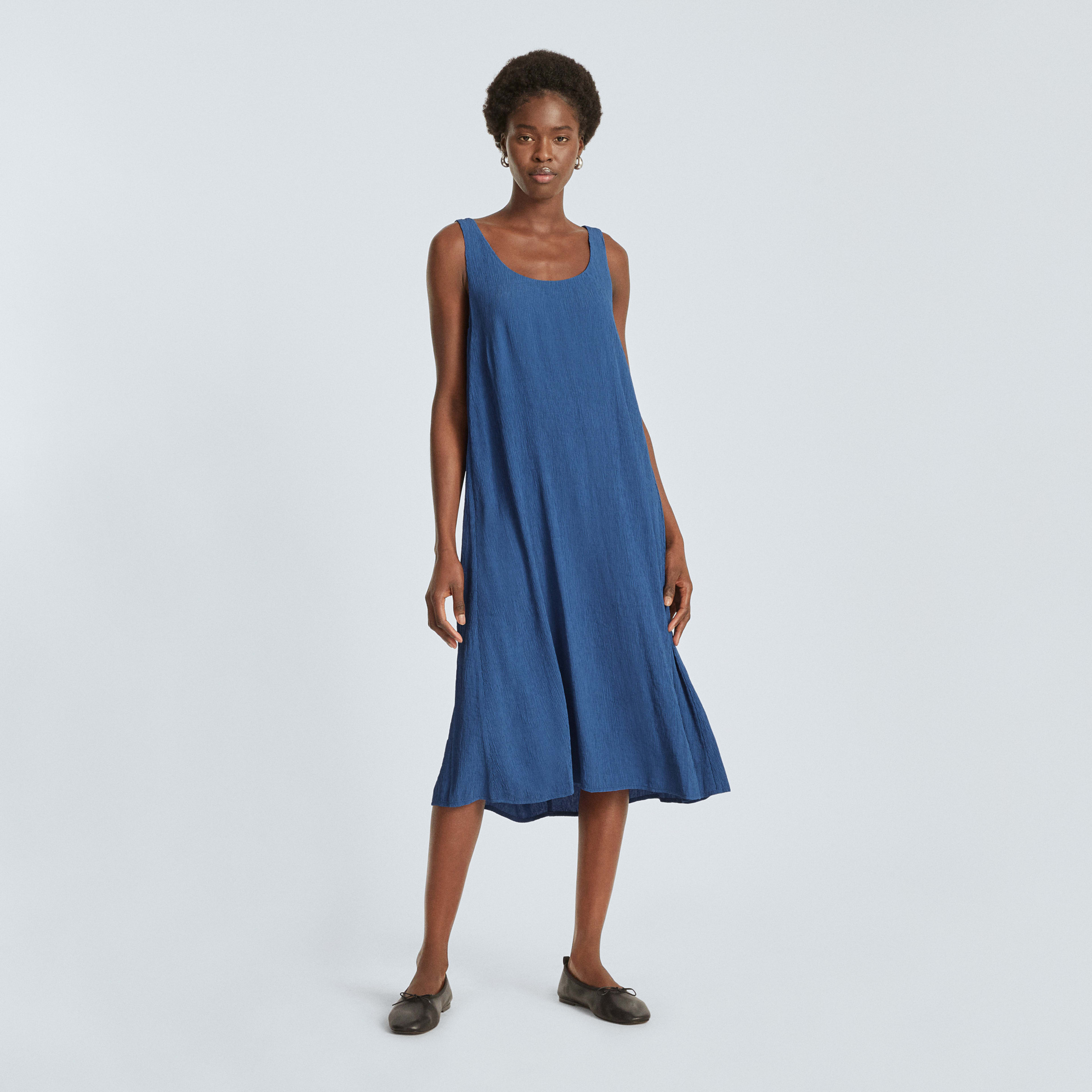 The Naia™ Ripple Tank Dress Deep Blue Everlane