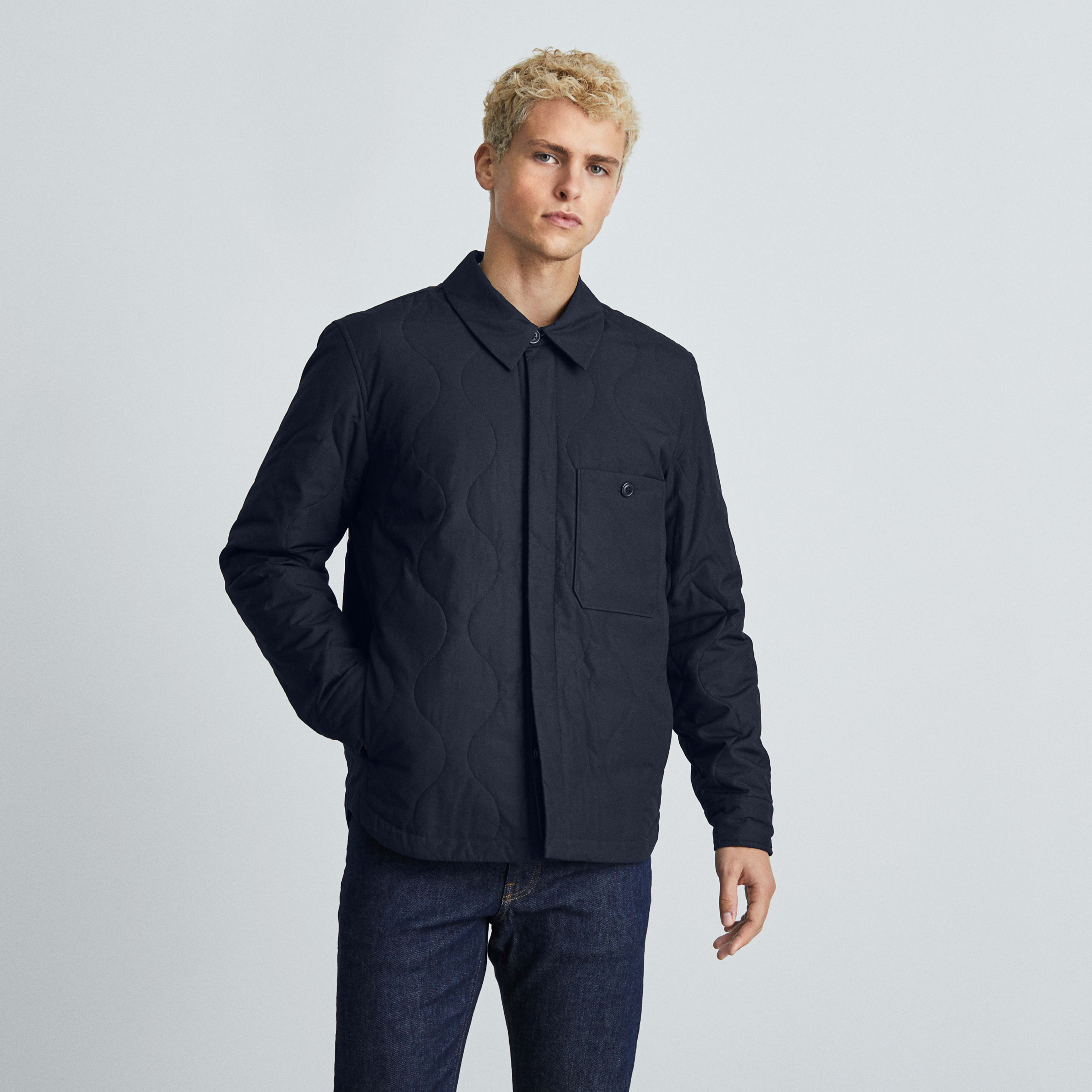 The ReNew Quilted Liner Jacket Navy Everlane