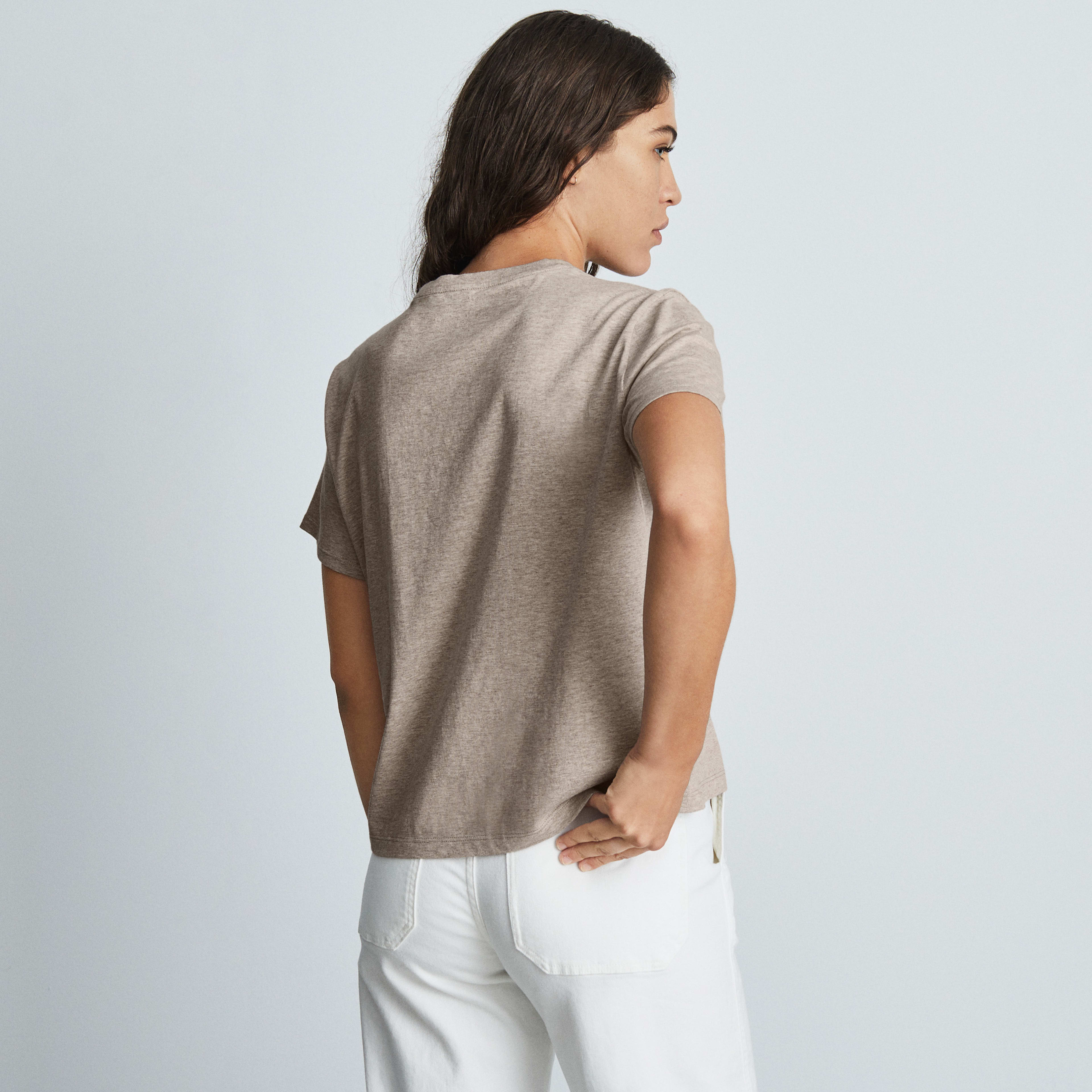 The Organic Cotton Box-Cut Tee Heathered Burnt Sugar – Everlane