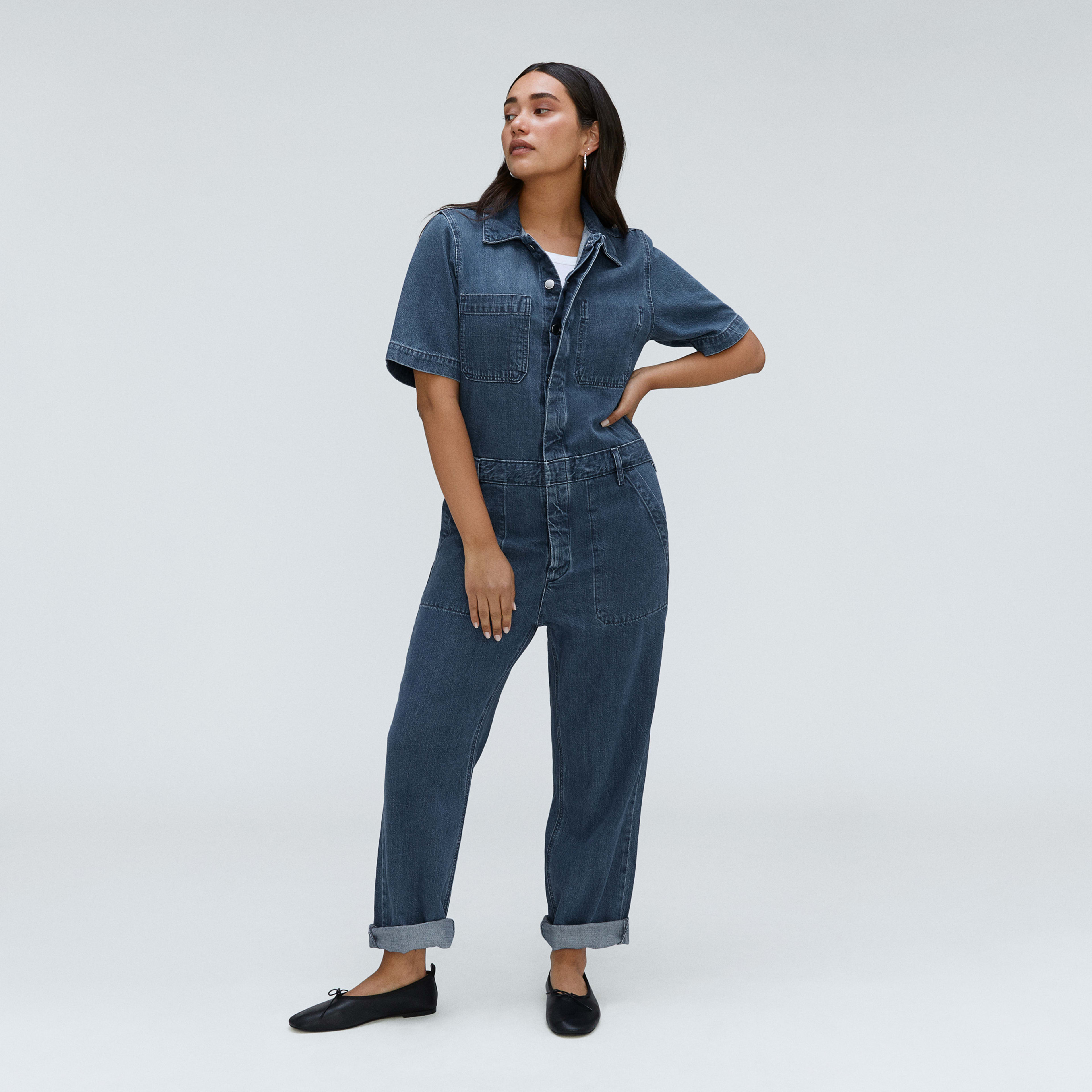 The Supersoft Jean Coverall Work Blue Everlane