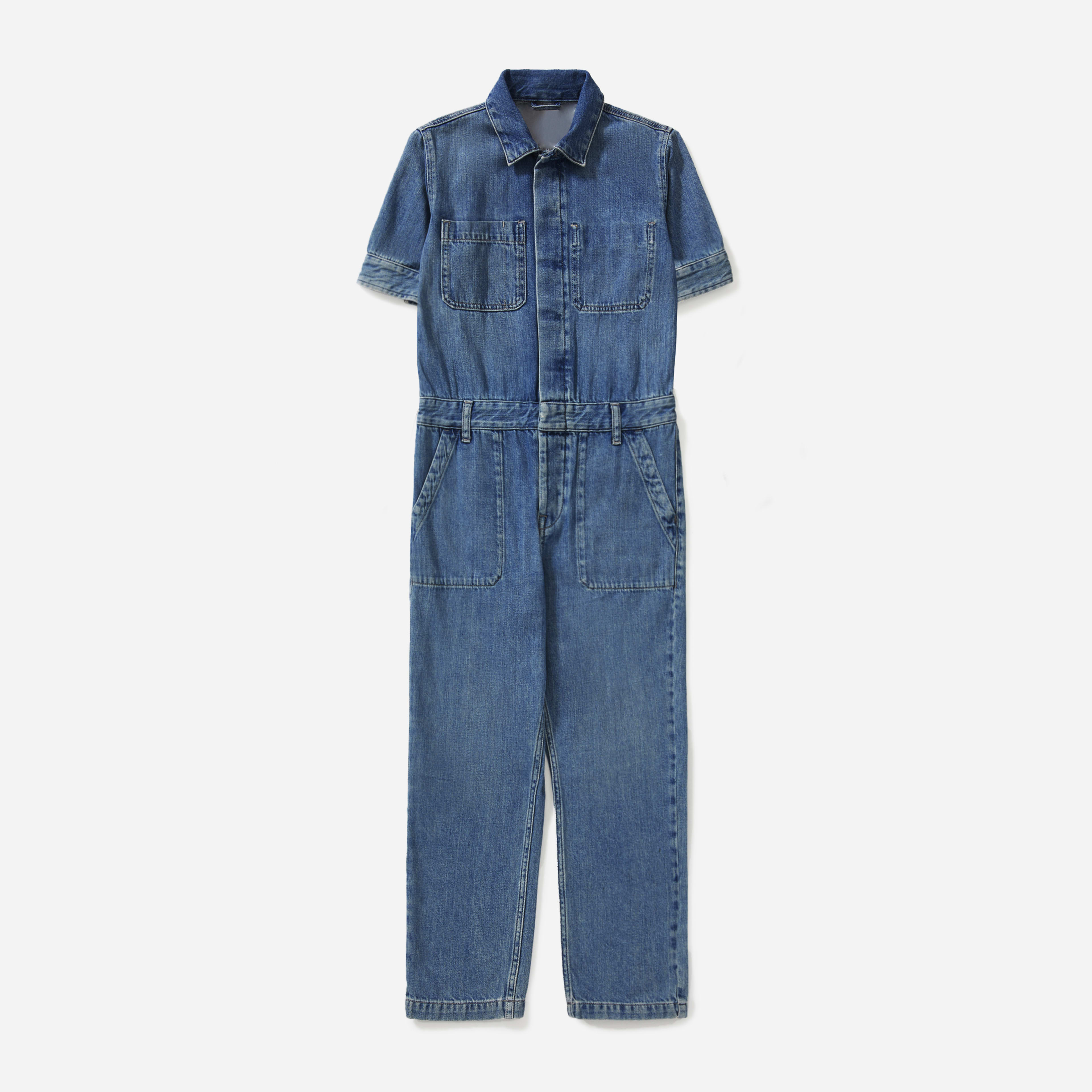 The SuperSoft Summer Jean Coverall Dark Blue Wash Everlane