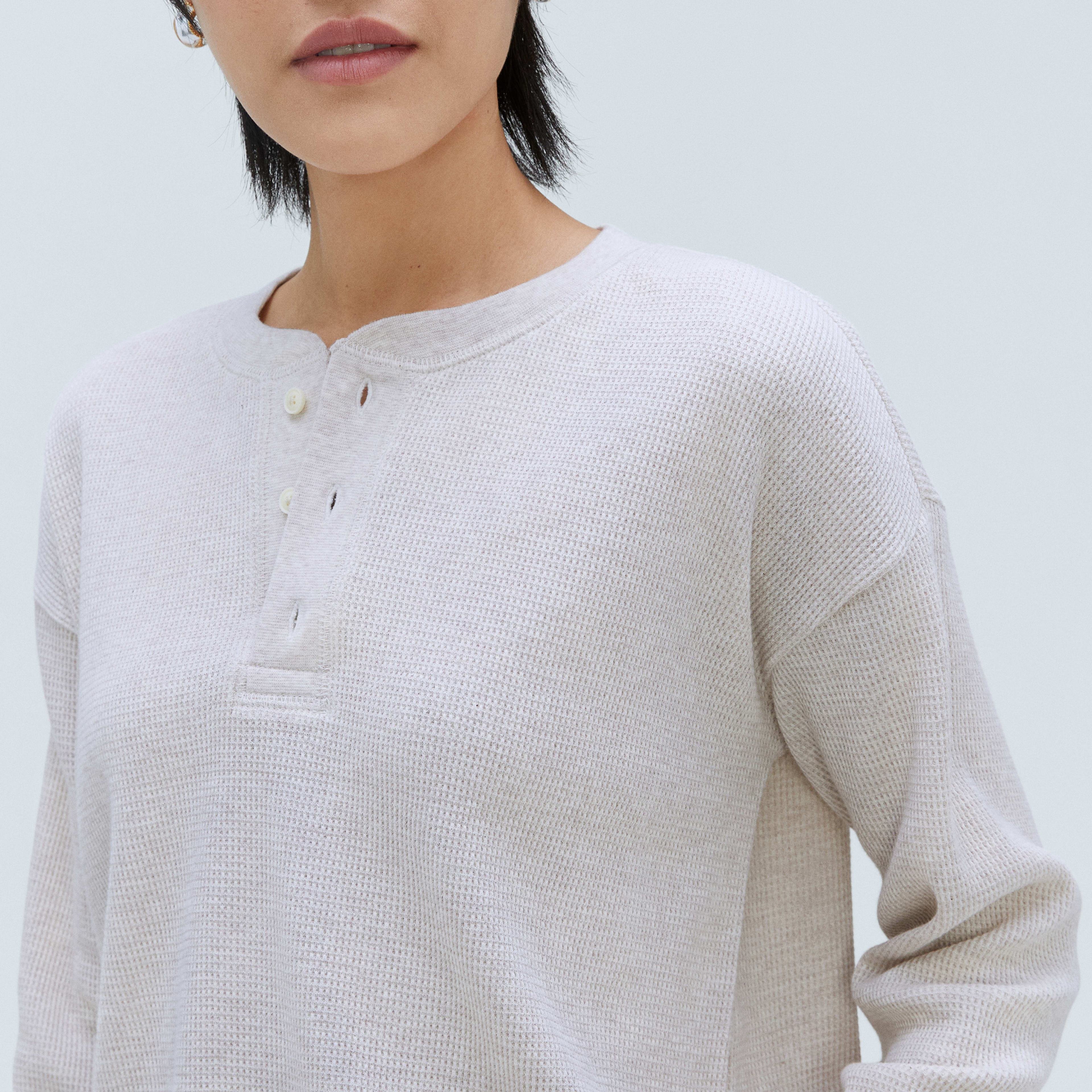 The Organic Cotton Waffle Henley Heathered Tan Everlane
