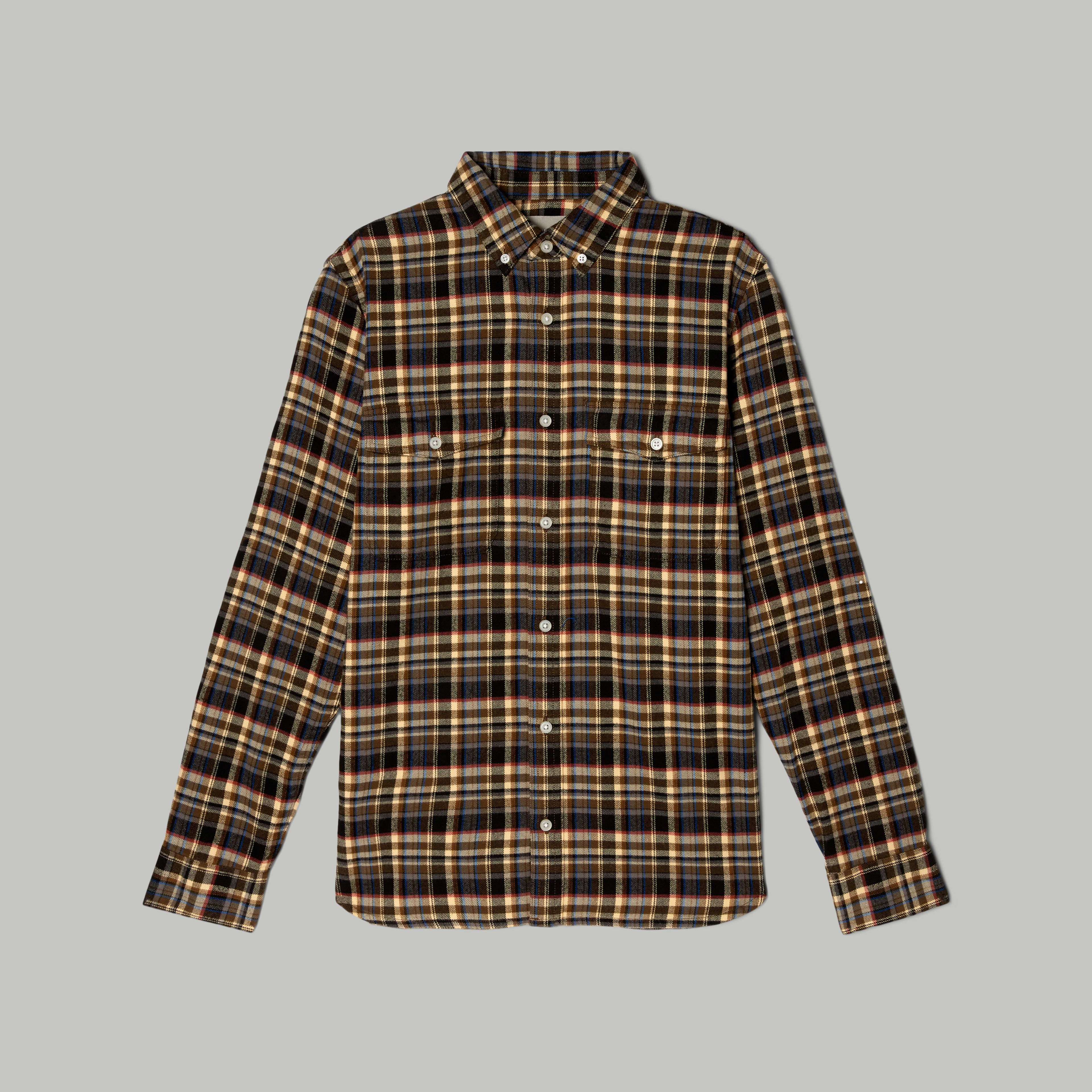 Men's Brushed Flannel Shirt by Everlane in Black/Olive, Size XXL