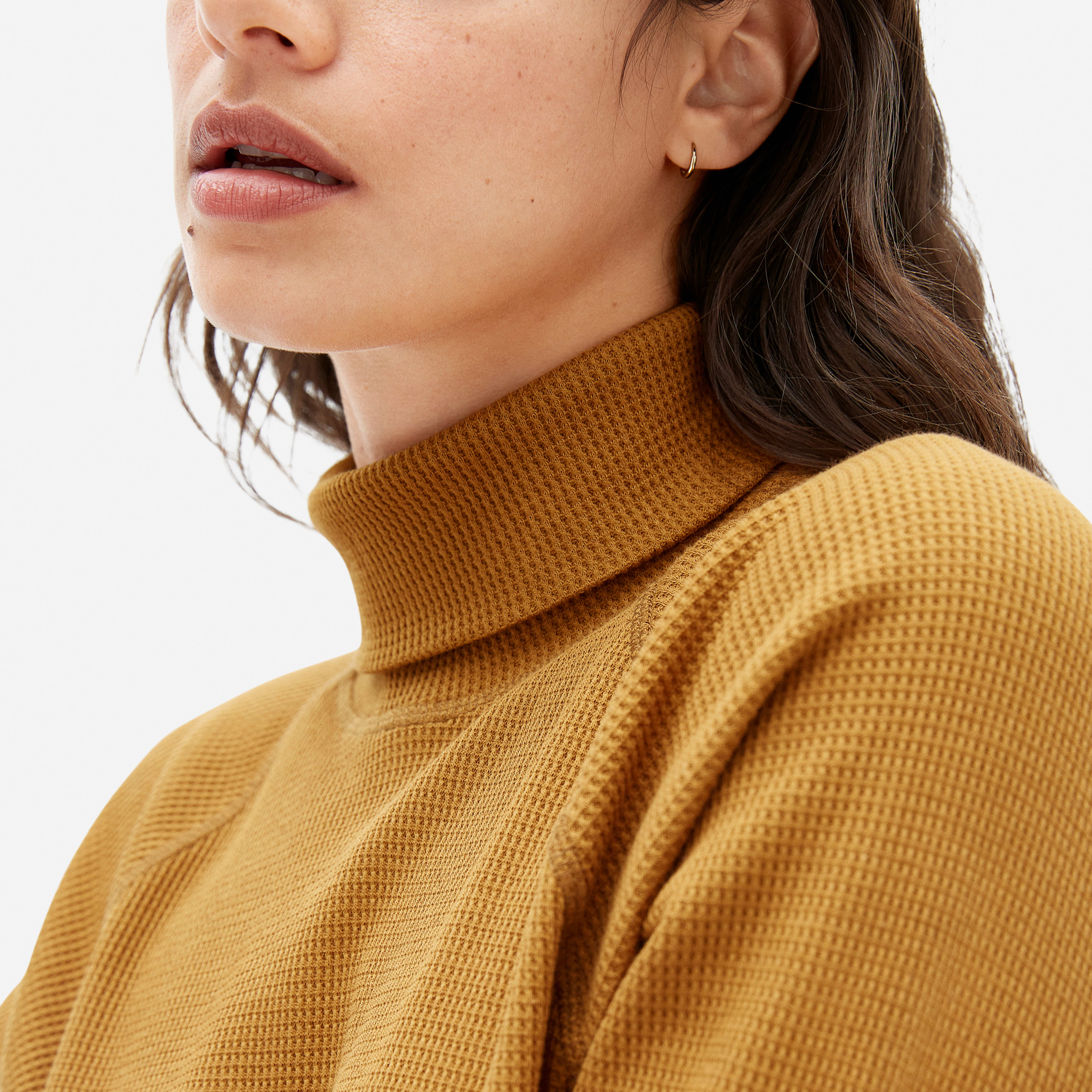 The Organic Cotton Turtleneck Waffle Tee Golden Brown – Everlane