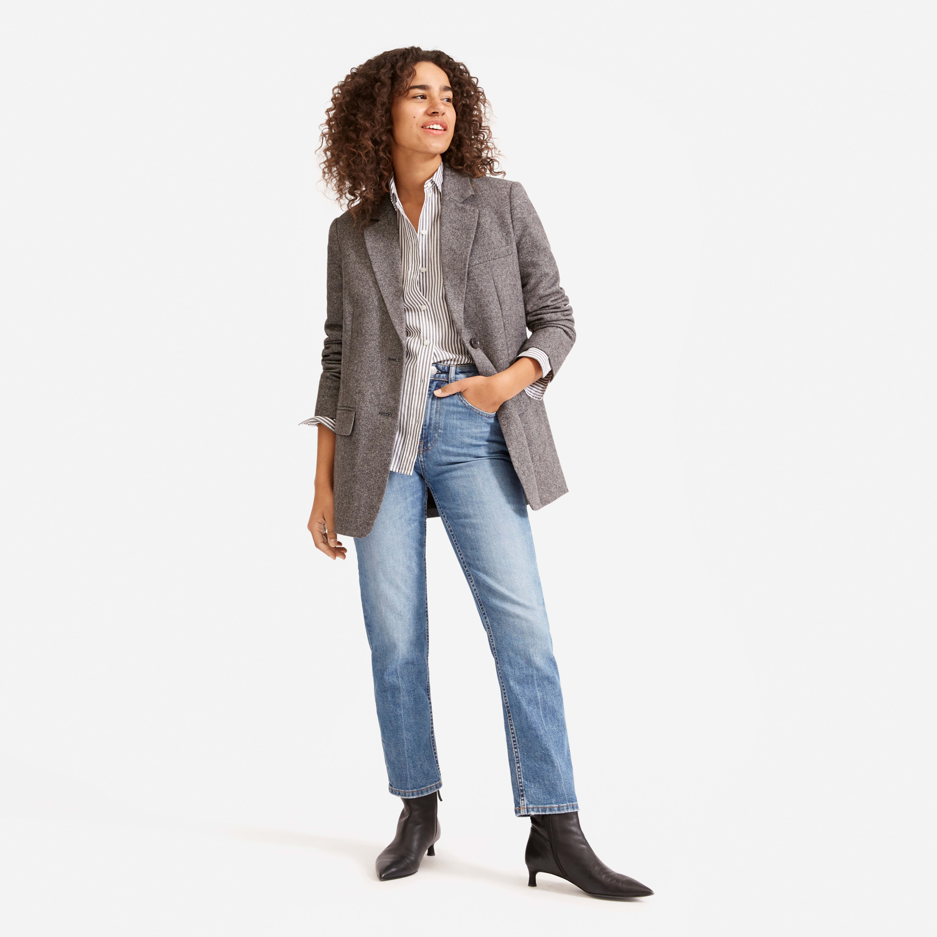 The Oversized Blazer Grey Herringbone Everlane