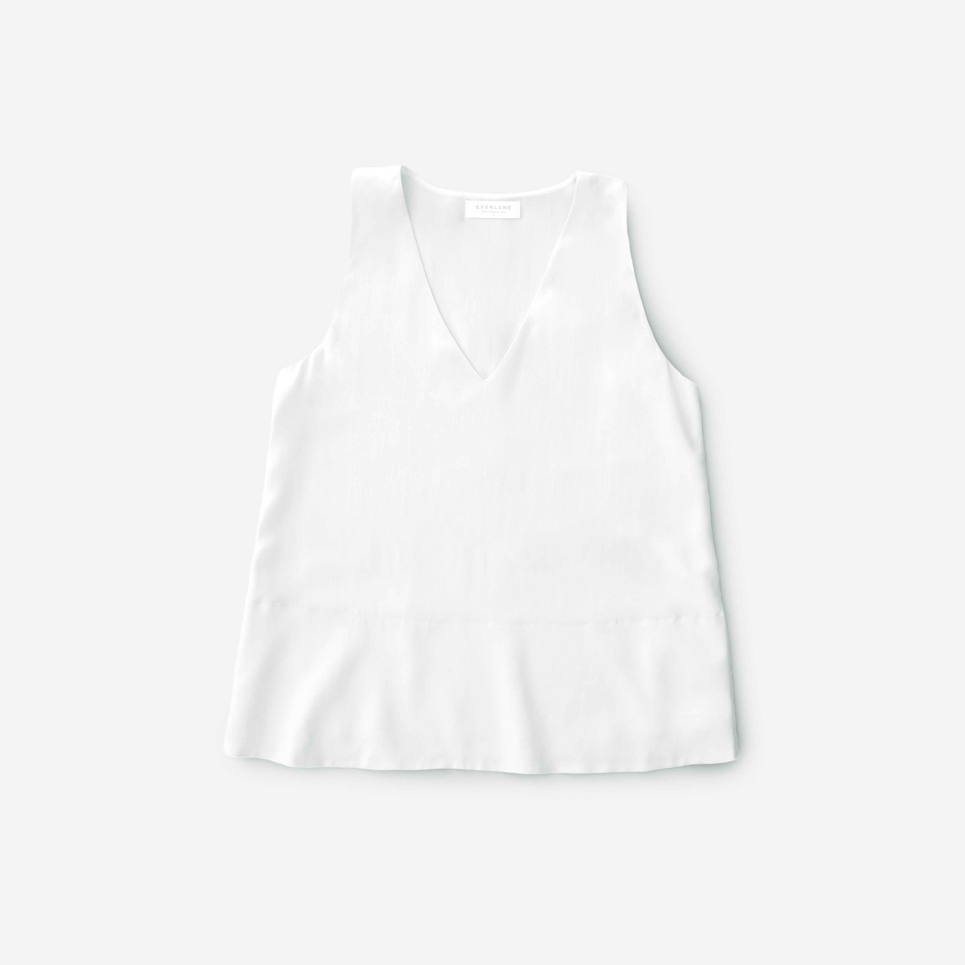 The Double Lined Silk V Neck Tank White Grey Everlane 