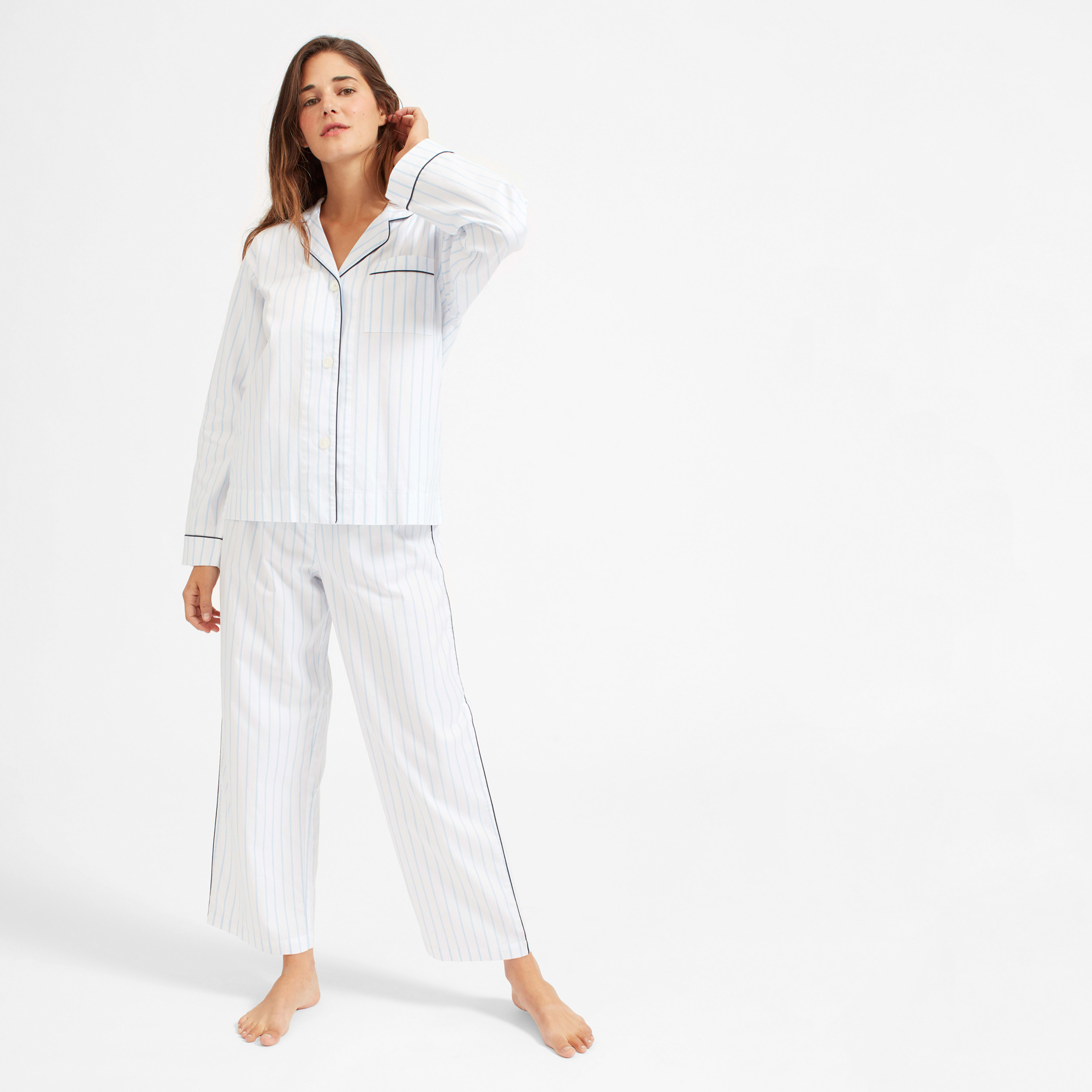 The Oxford Pajama Pant Blue / White Stripe Everlane