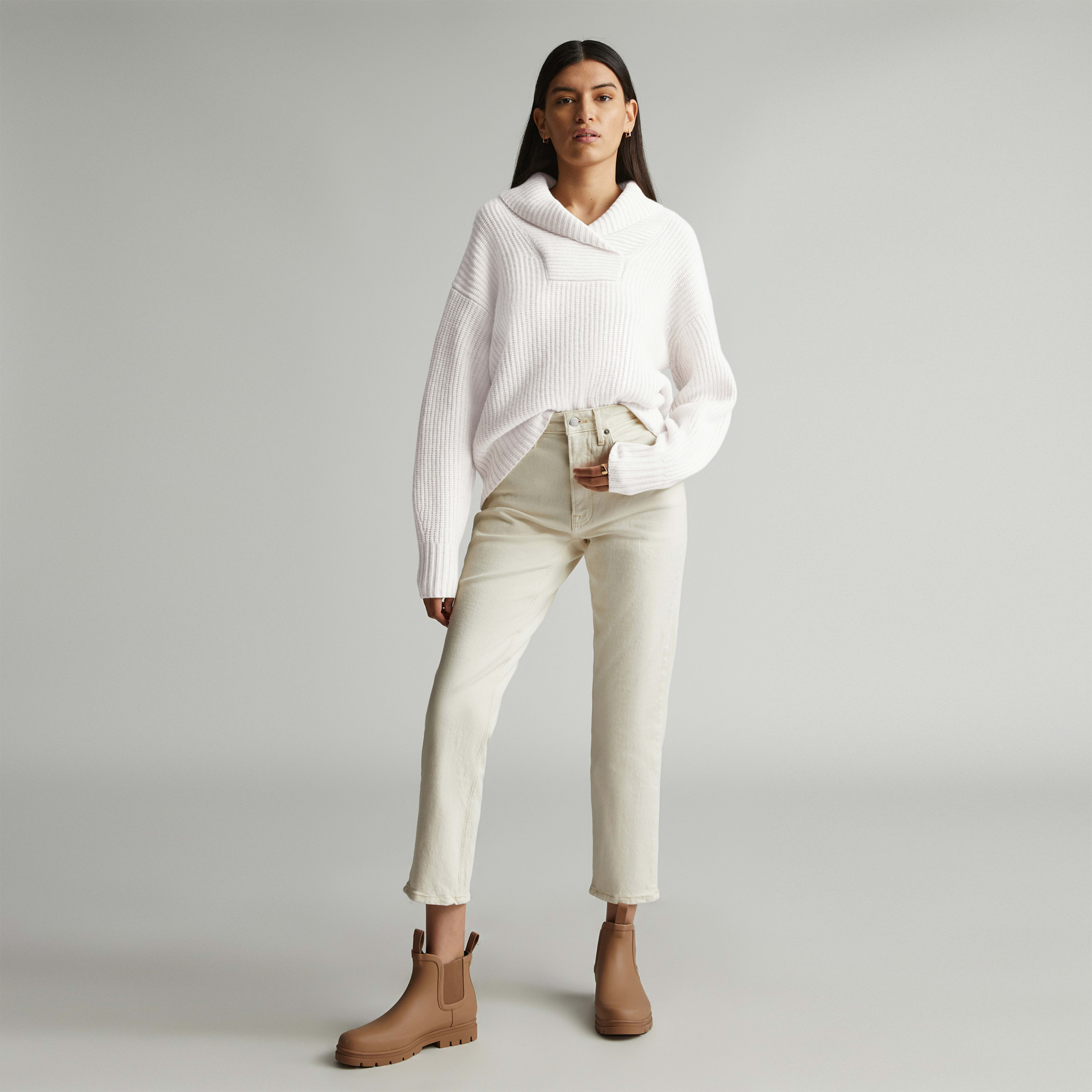 merino wool shawl collar sweater