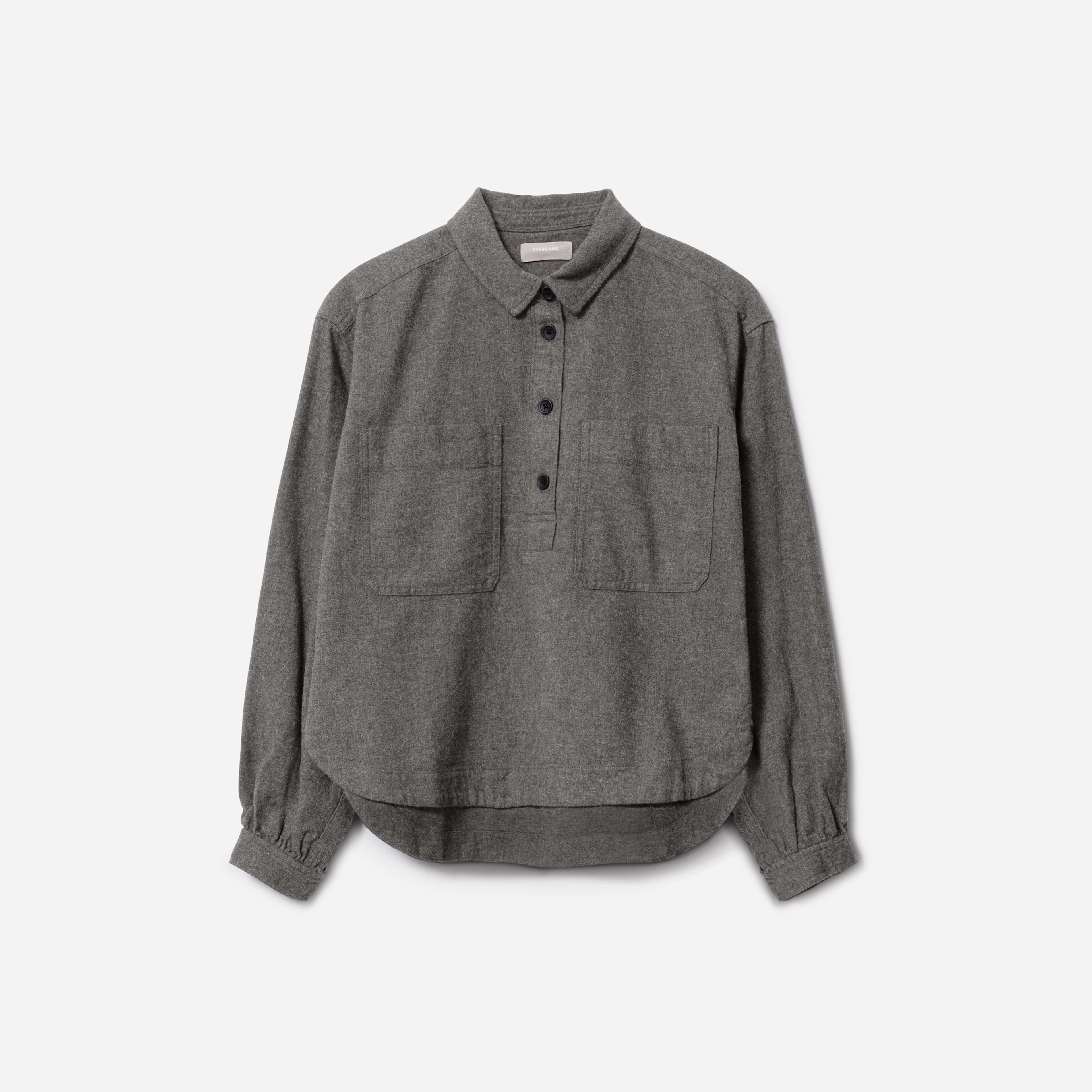 The Organic Cotton Flannel Popover Dark Charcoal – Everlane