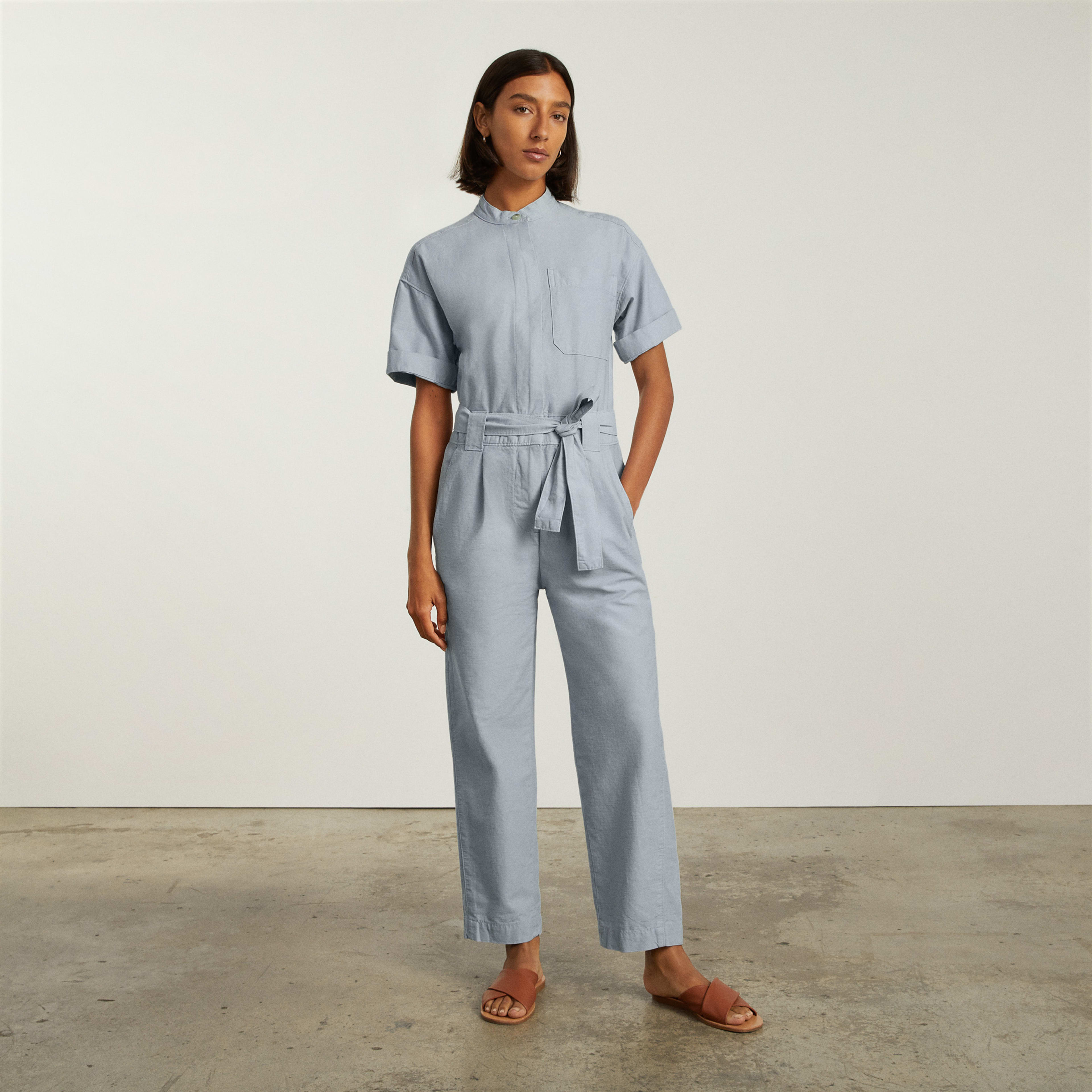 The Fatigue ShortSleeve Jumpsuit Sky Everlane