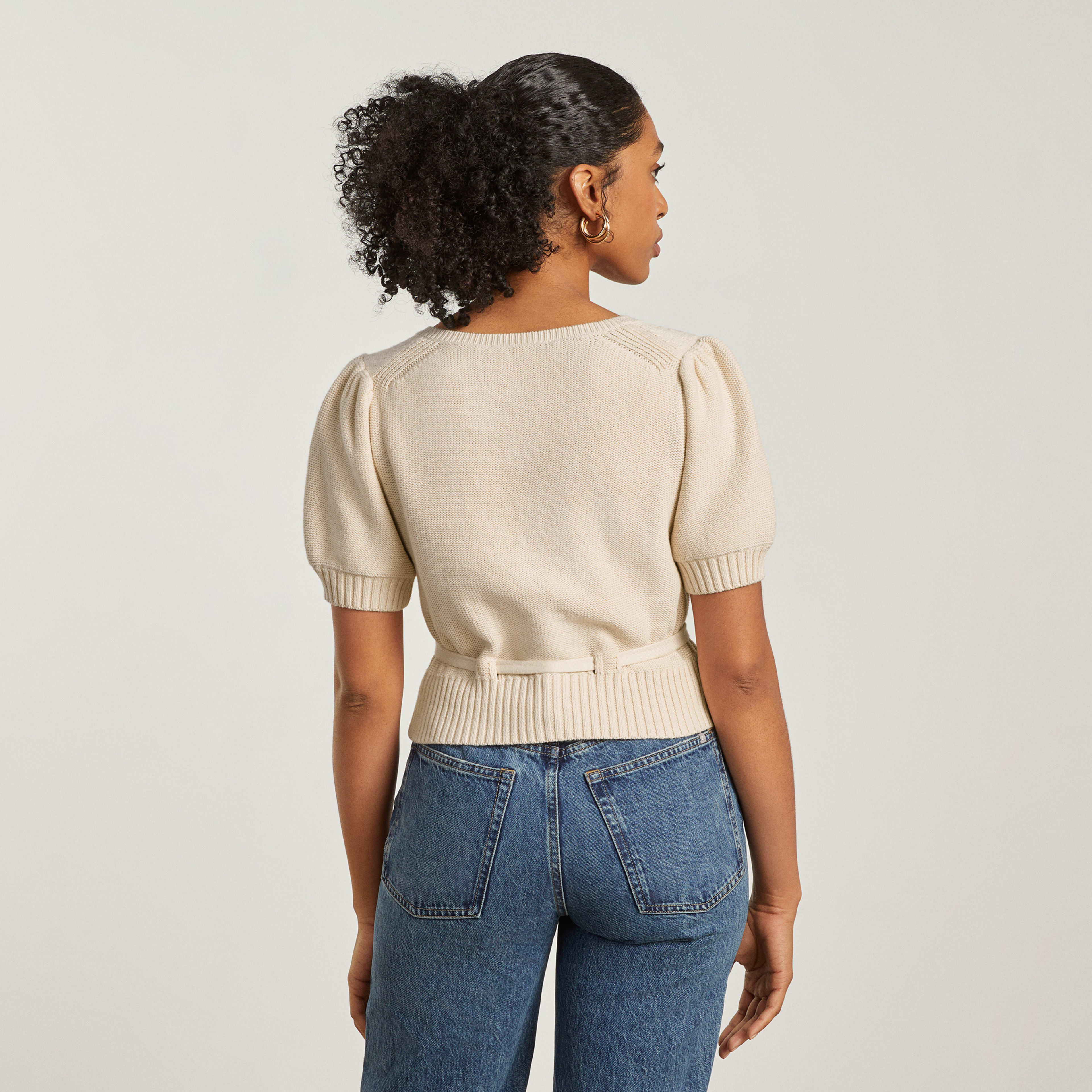 The Puff Sleeve Sweater Top Parchment – Everlane