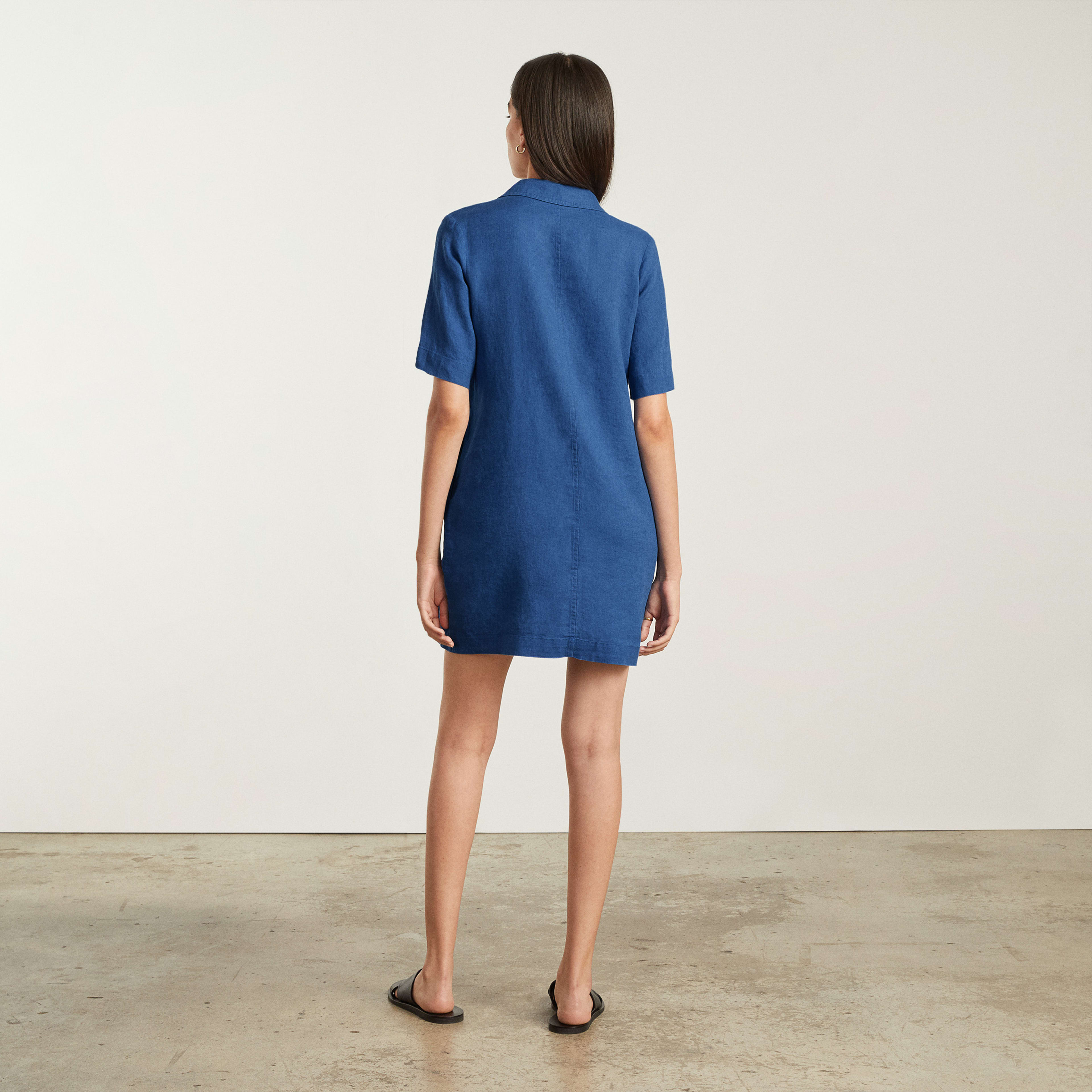 The Linen Workwear Dress Deep Blue – Everlane