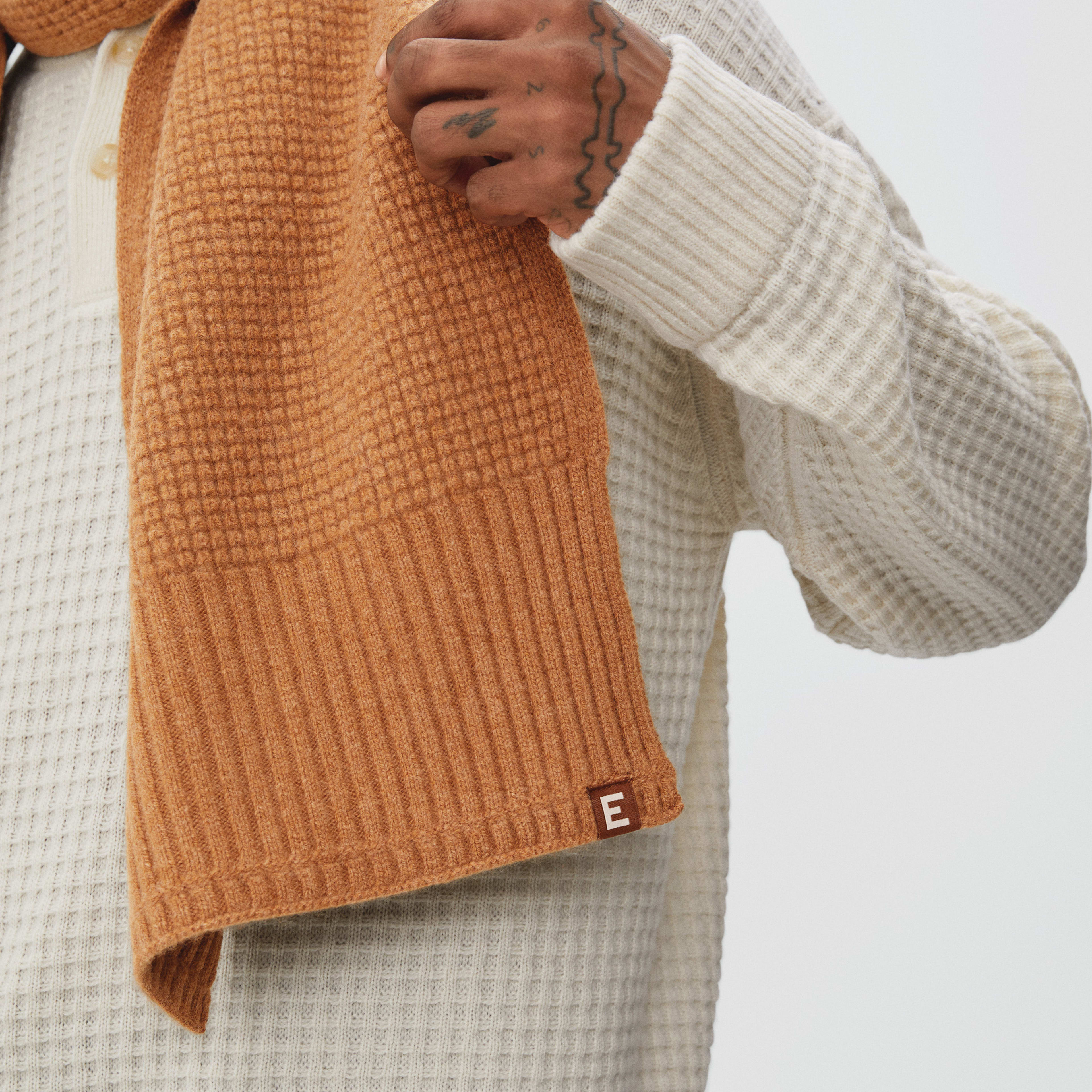 The Felted Merino WaffleKnit Scarf Deep Camel Everlane