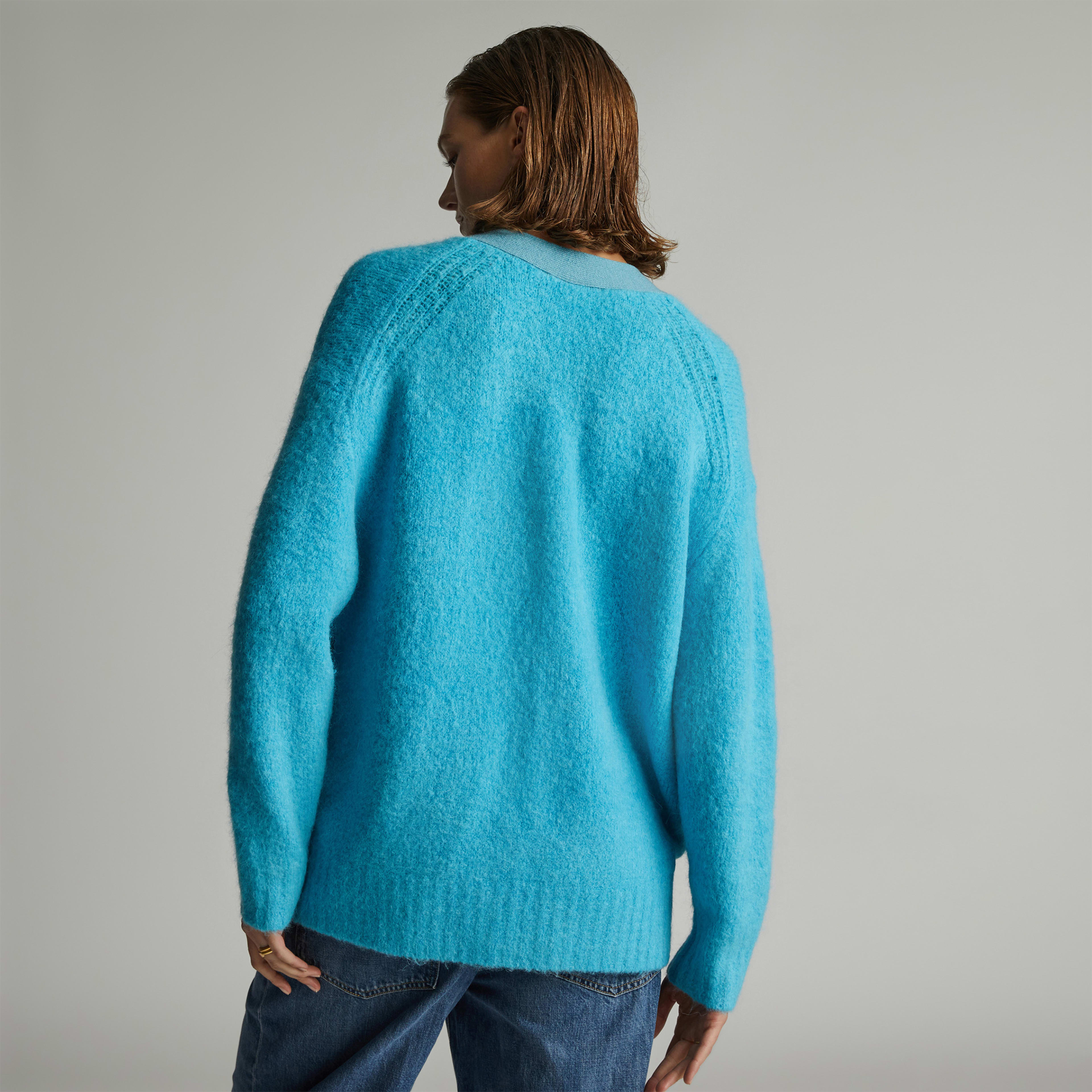 The SuperFuzz Alpaca Oversized Cardigan Blue Atoll Everlane