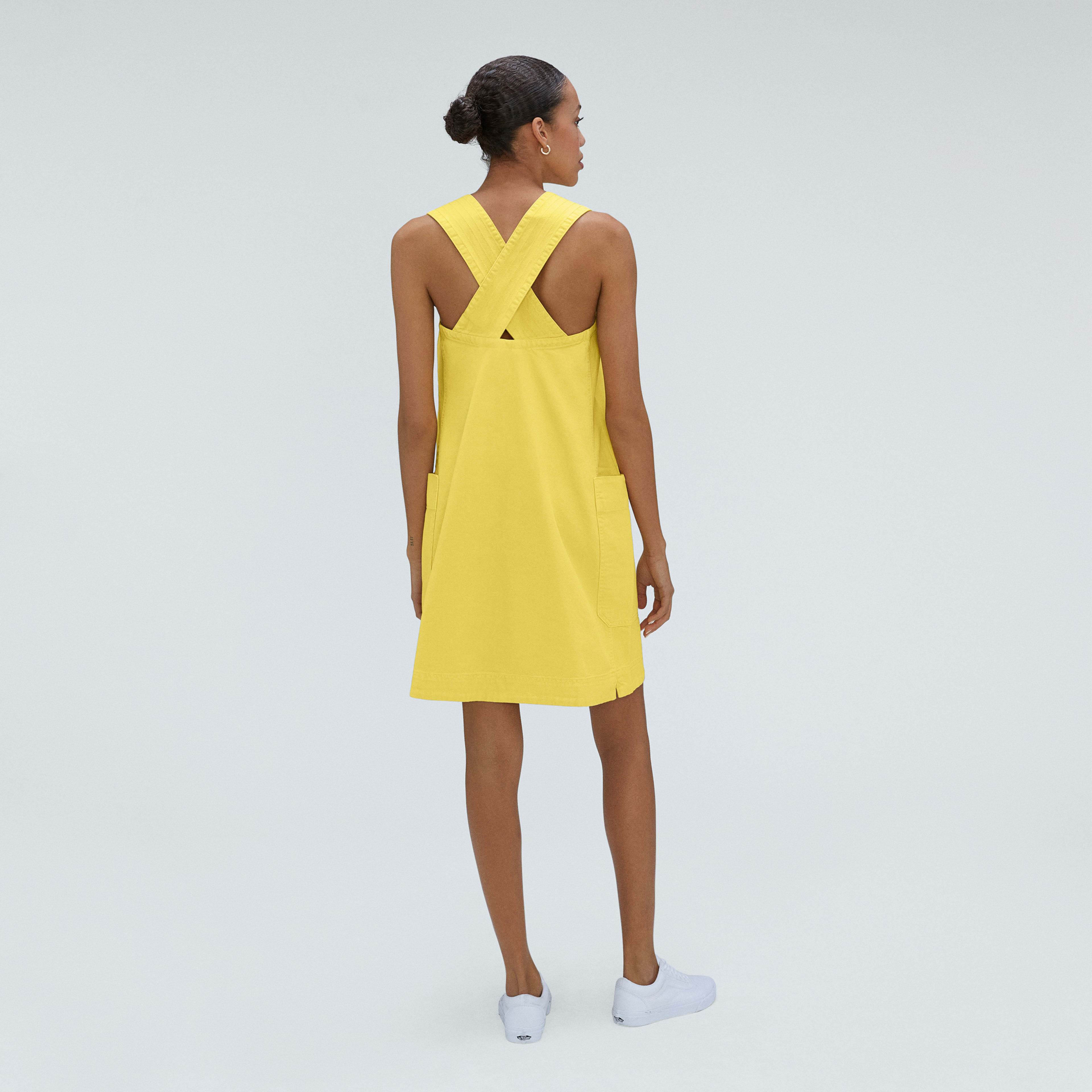 The CrossBack Apron Mini Dress Lemon Everlane