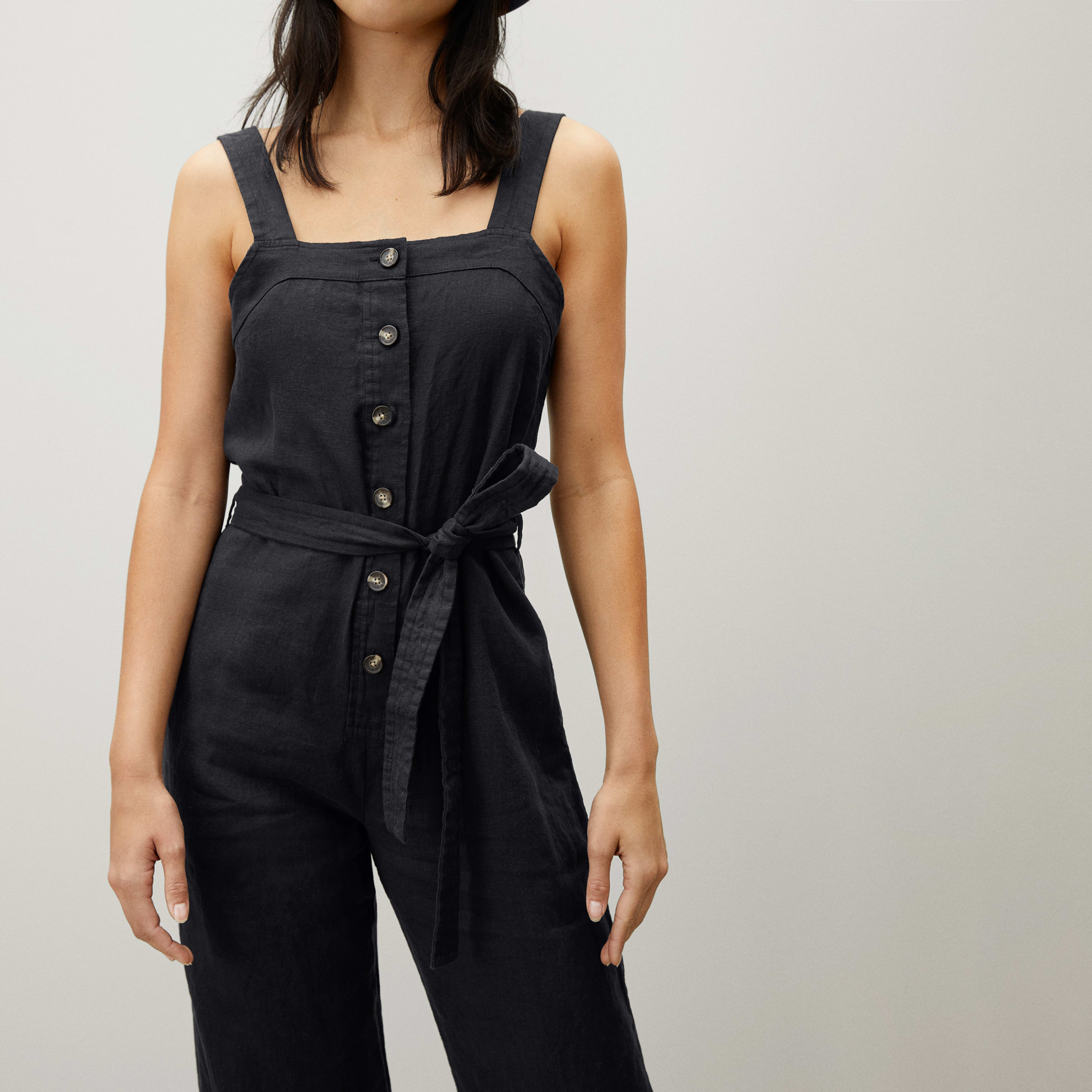 The Linen Picnic Jumpsuit Black Everlane