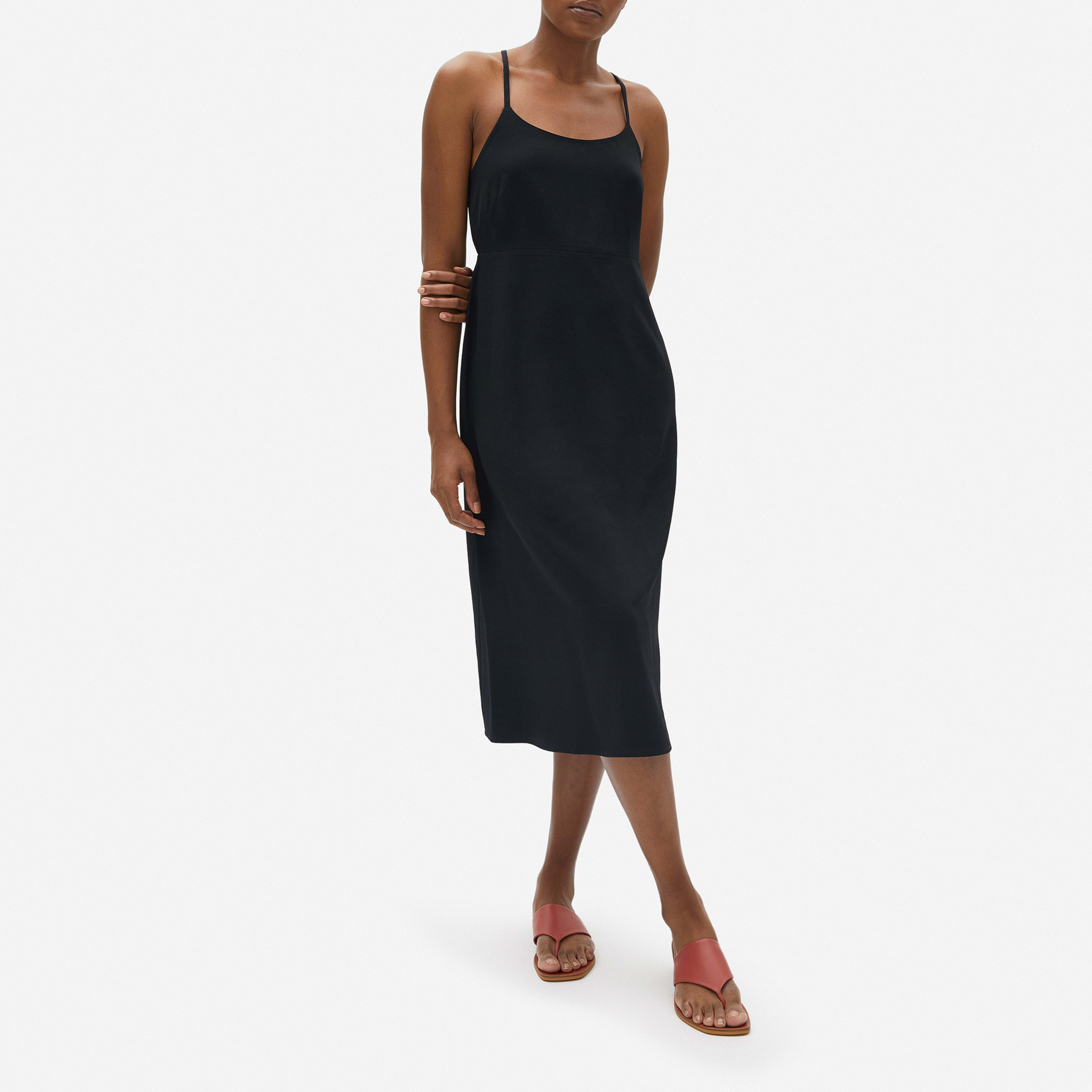 The Japanese GoWeave CrossBack Slip Dress Black Everlane