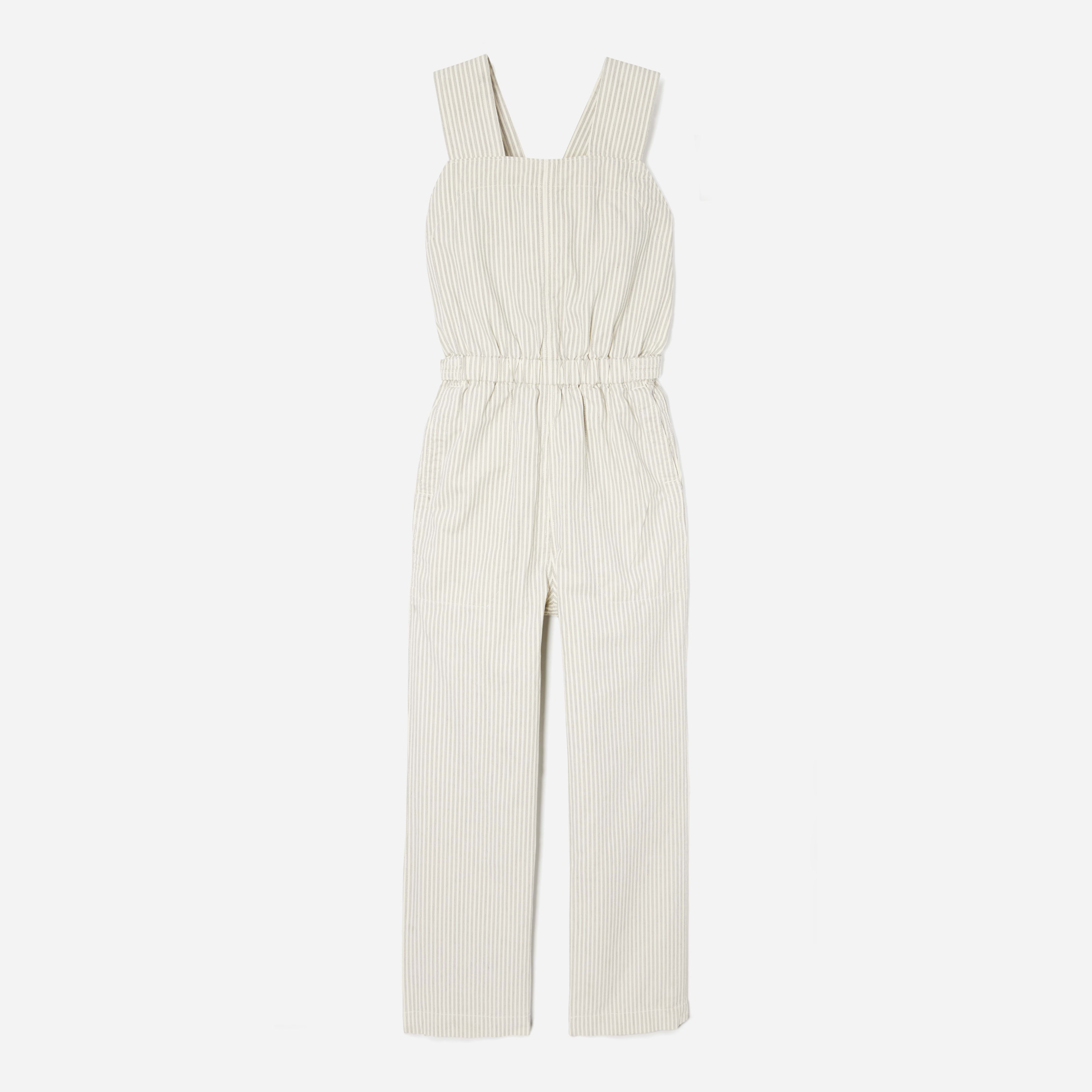 The Fatigue Apron Jumpsuit Navy Stripe Everlane