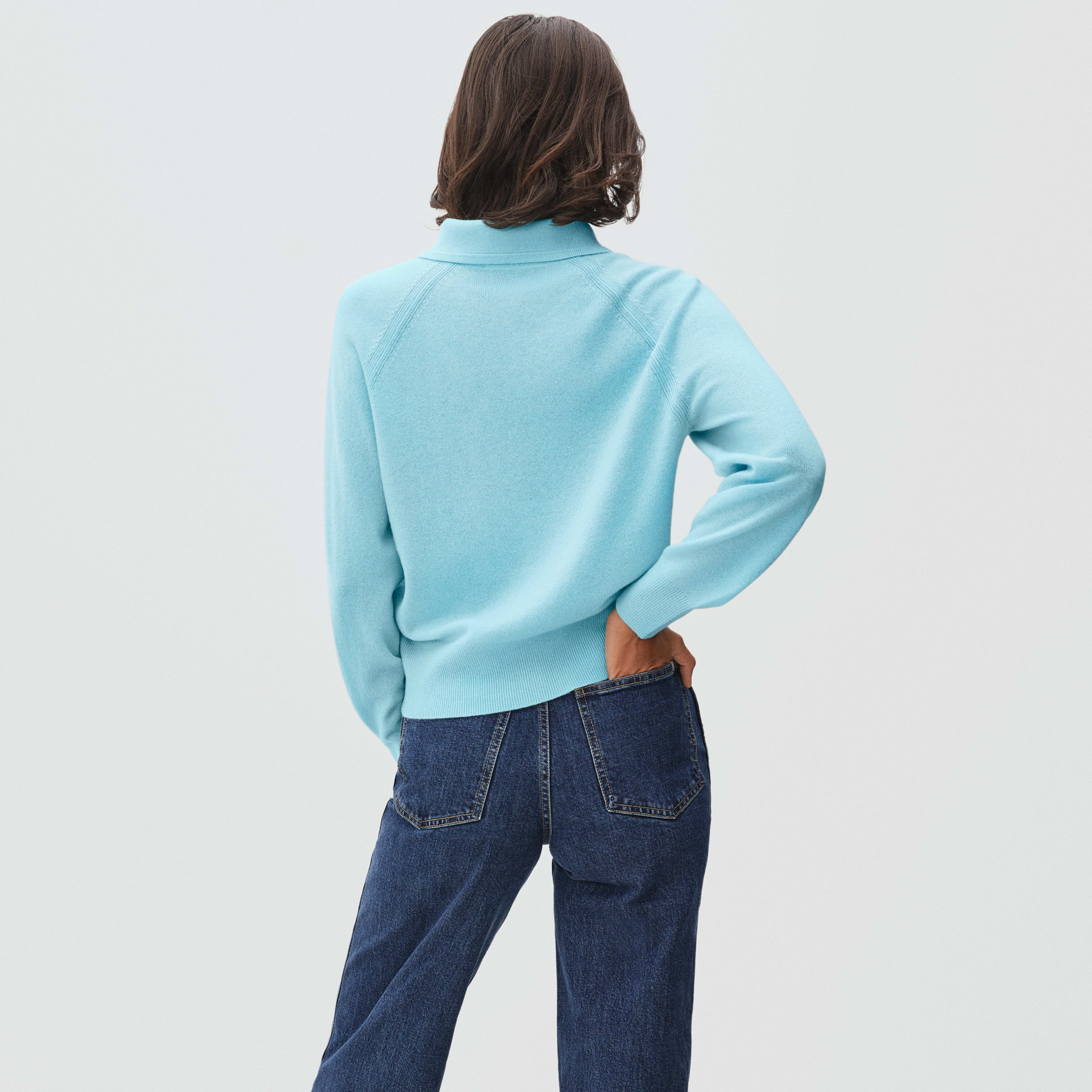 The Cashmere Collared Sweater Blue Lagoon – Everlane