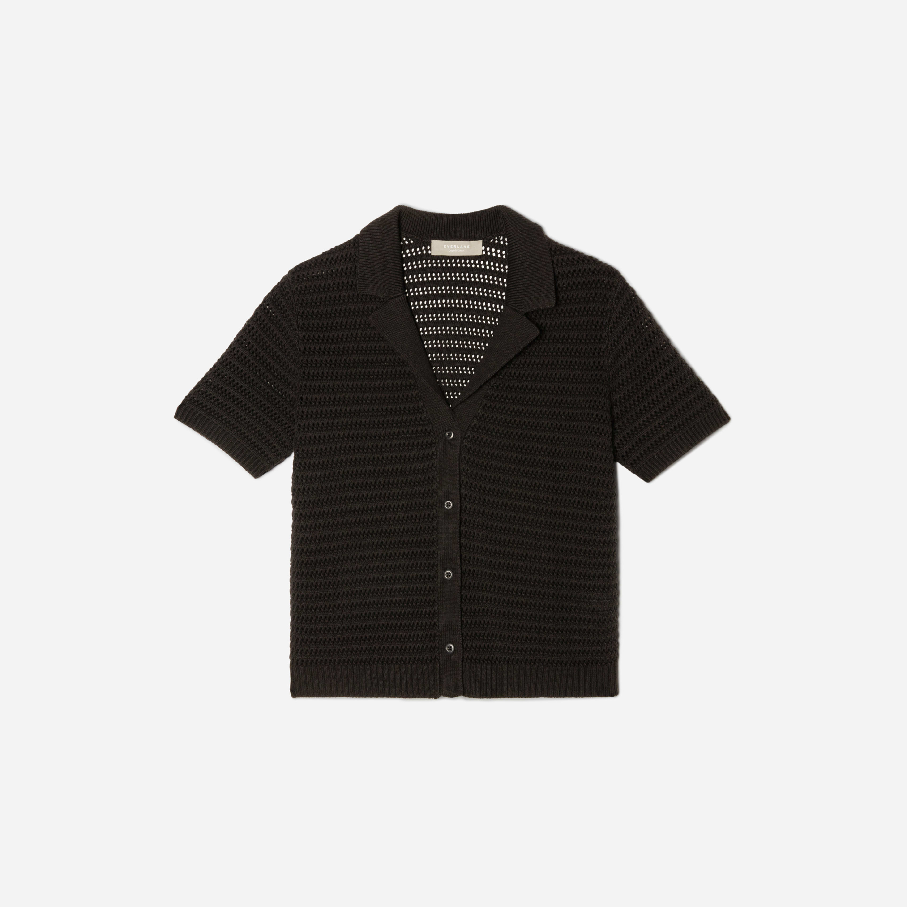 The Crochet Knit Polo Black Everlane