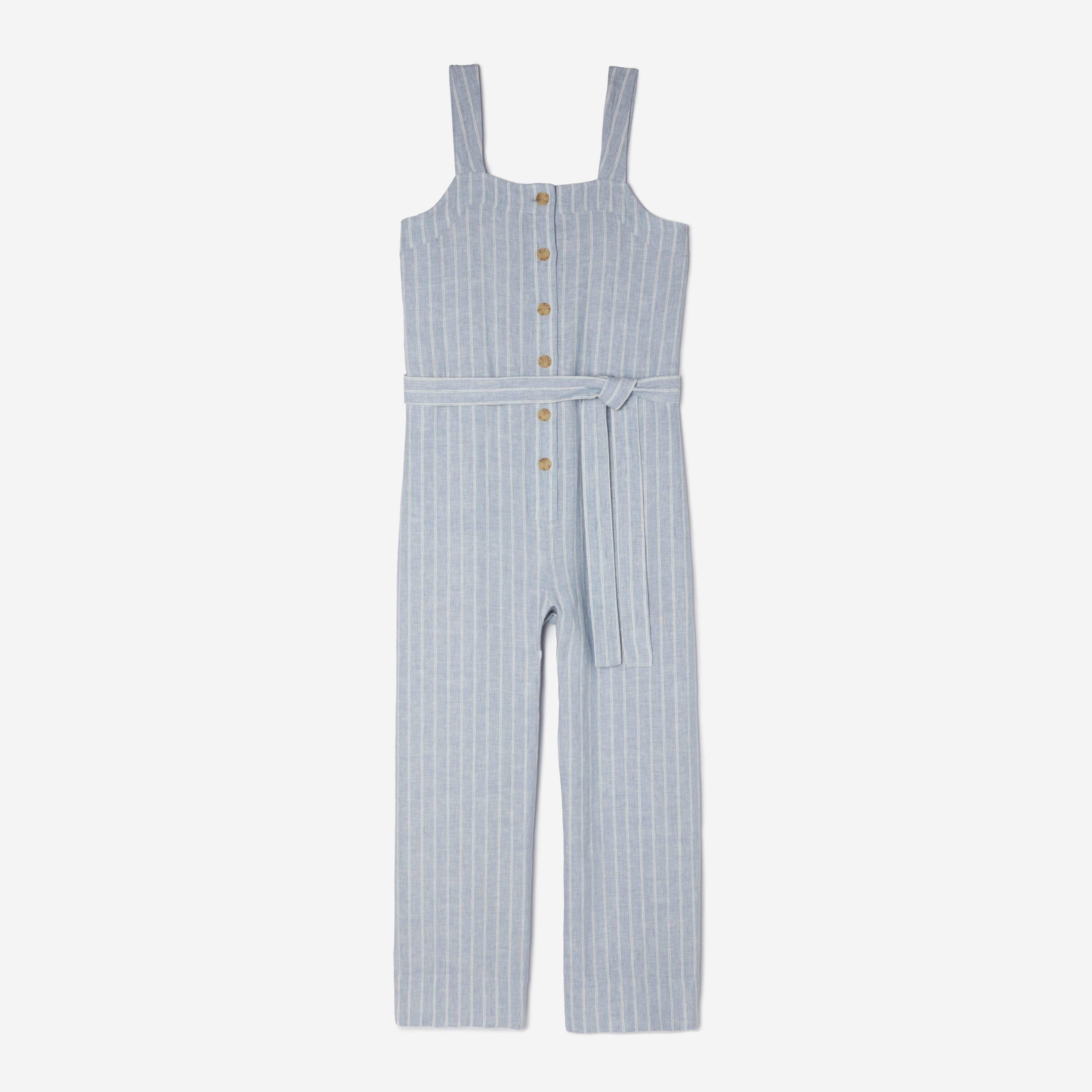 The Linen Picnic Jumpsuit Light Blue / White Everlane