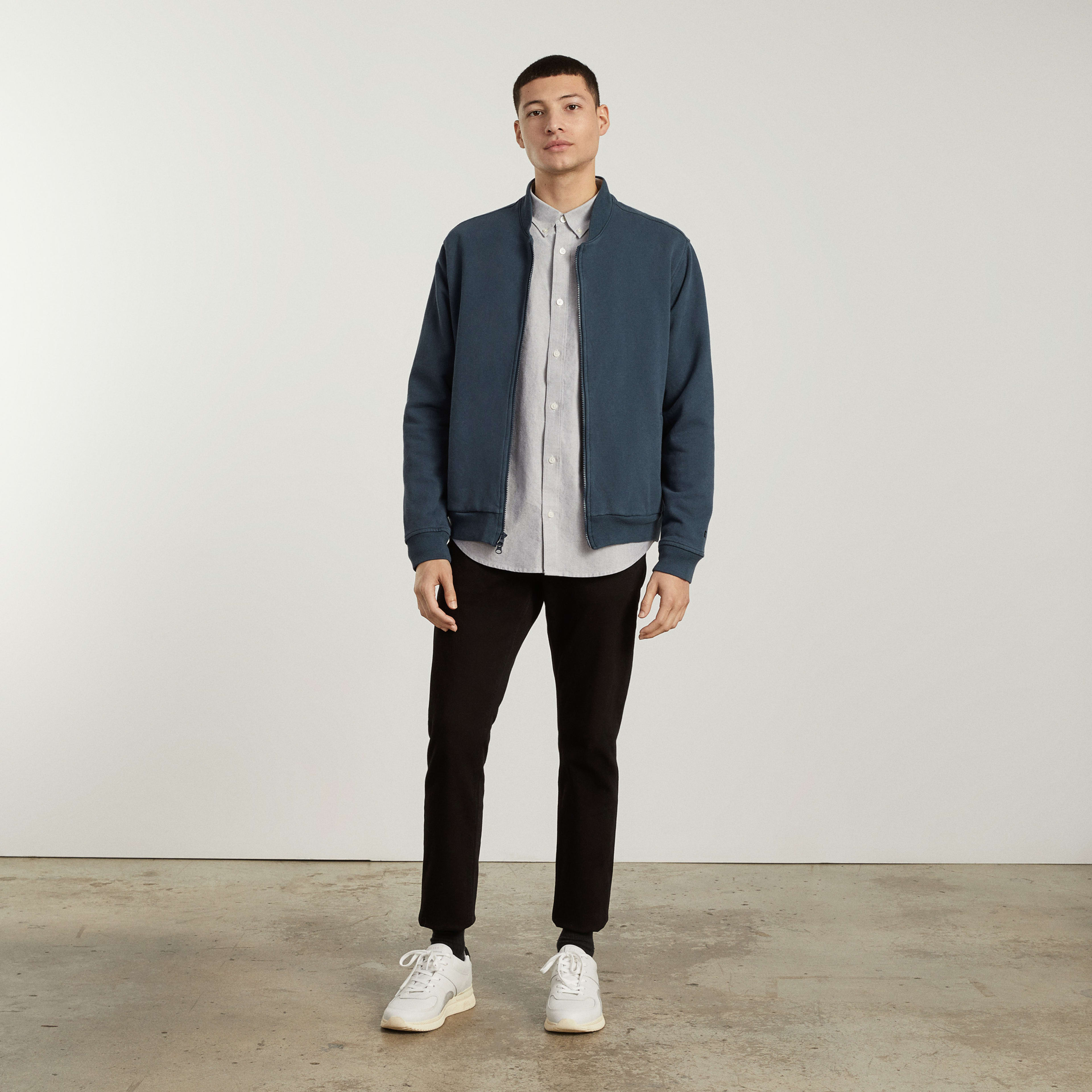 The Track Bomber Jacket Kingfisher Blue Everlane