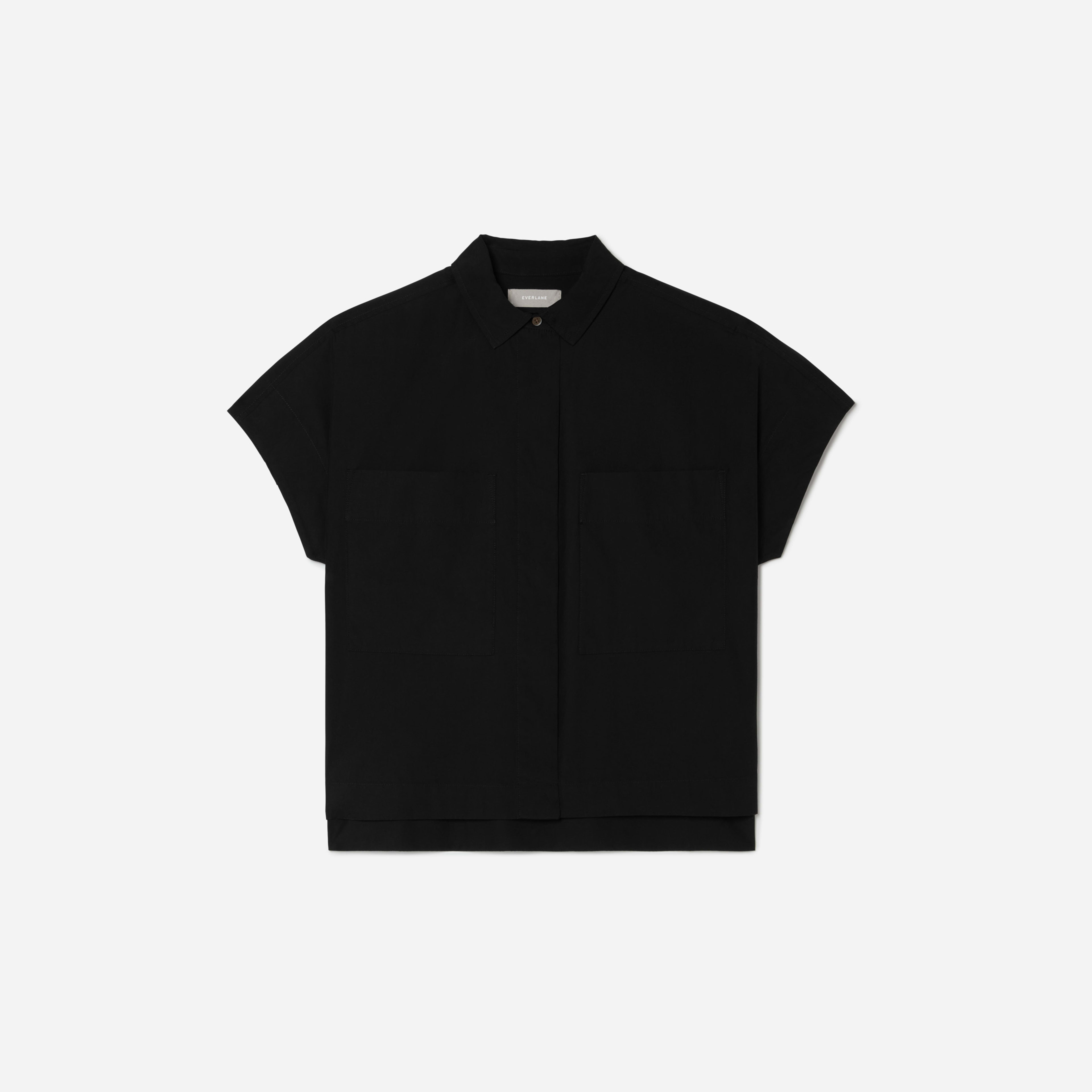 The Poplin ShortSleeve Box Shirt Black Everlane