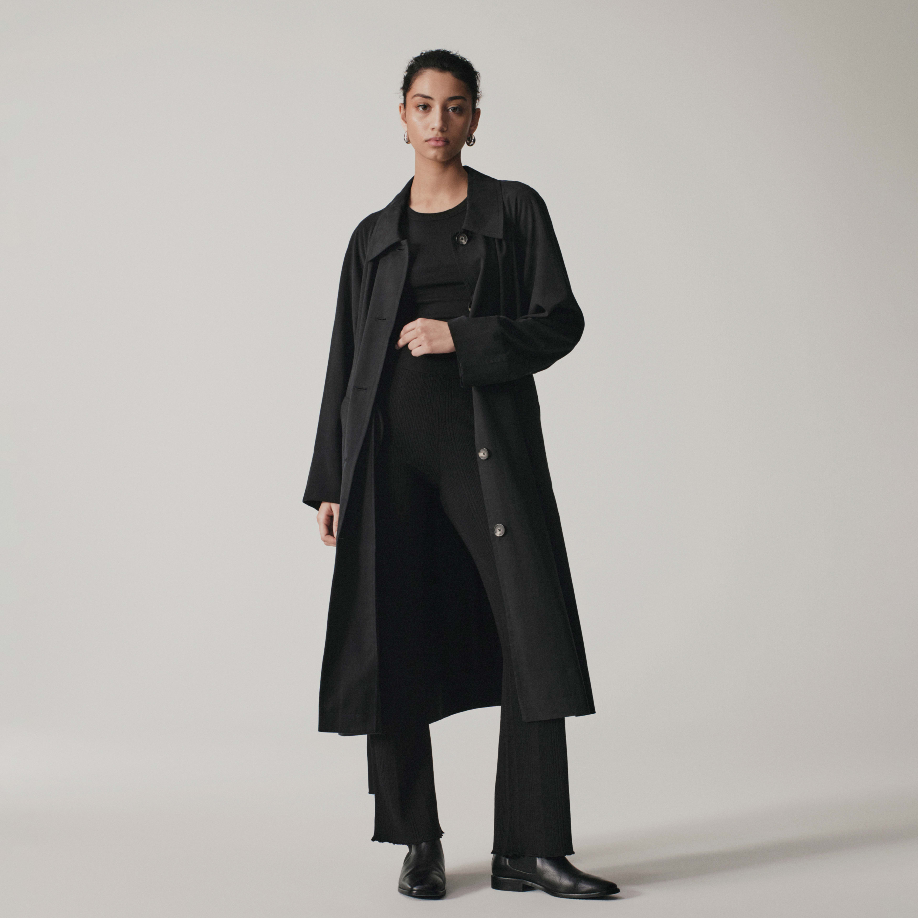 The Gathered Drape Trench Black Everlane