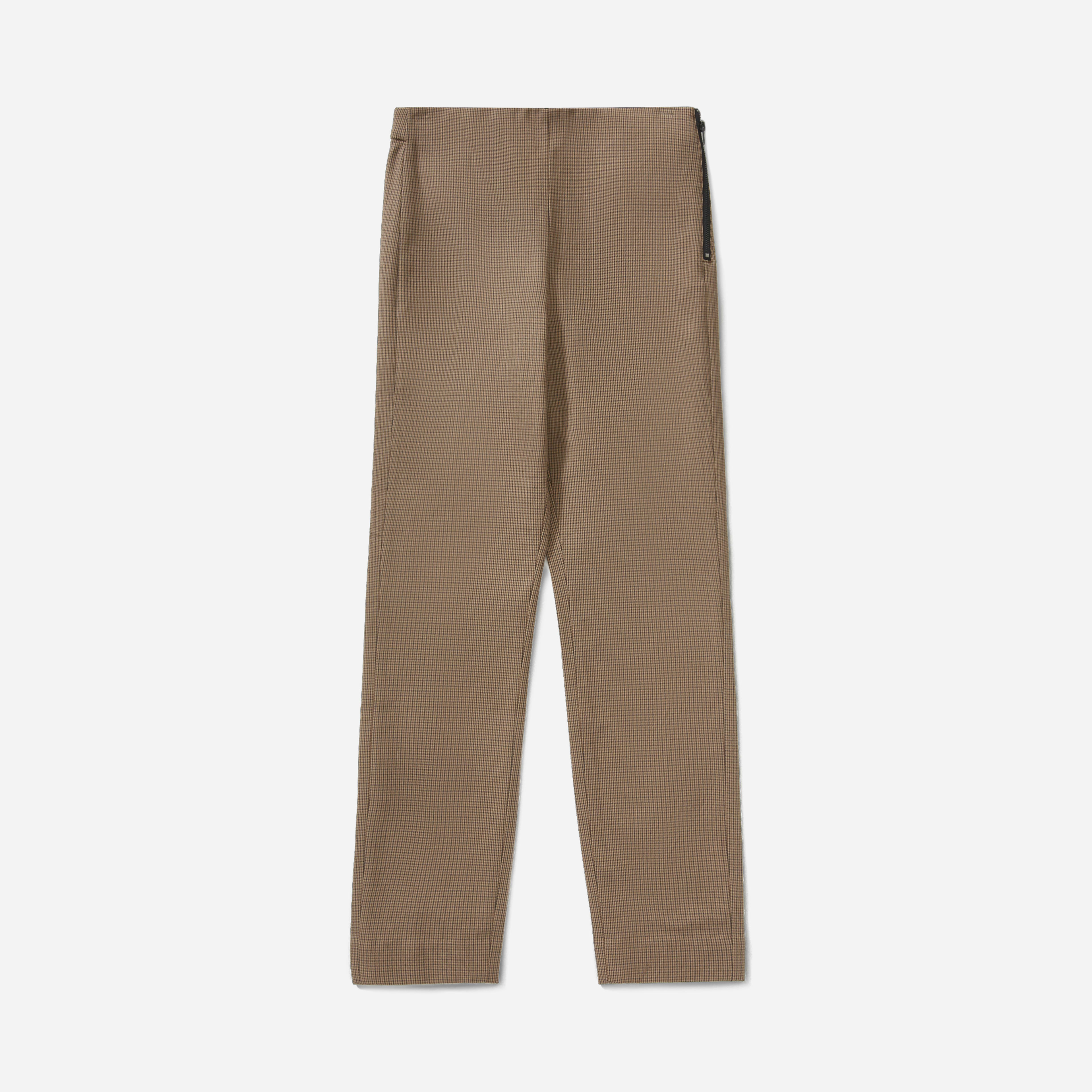 The SideZip Stretch Cotton Pant Cocoa Brown Houndstooth Everlane