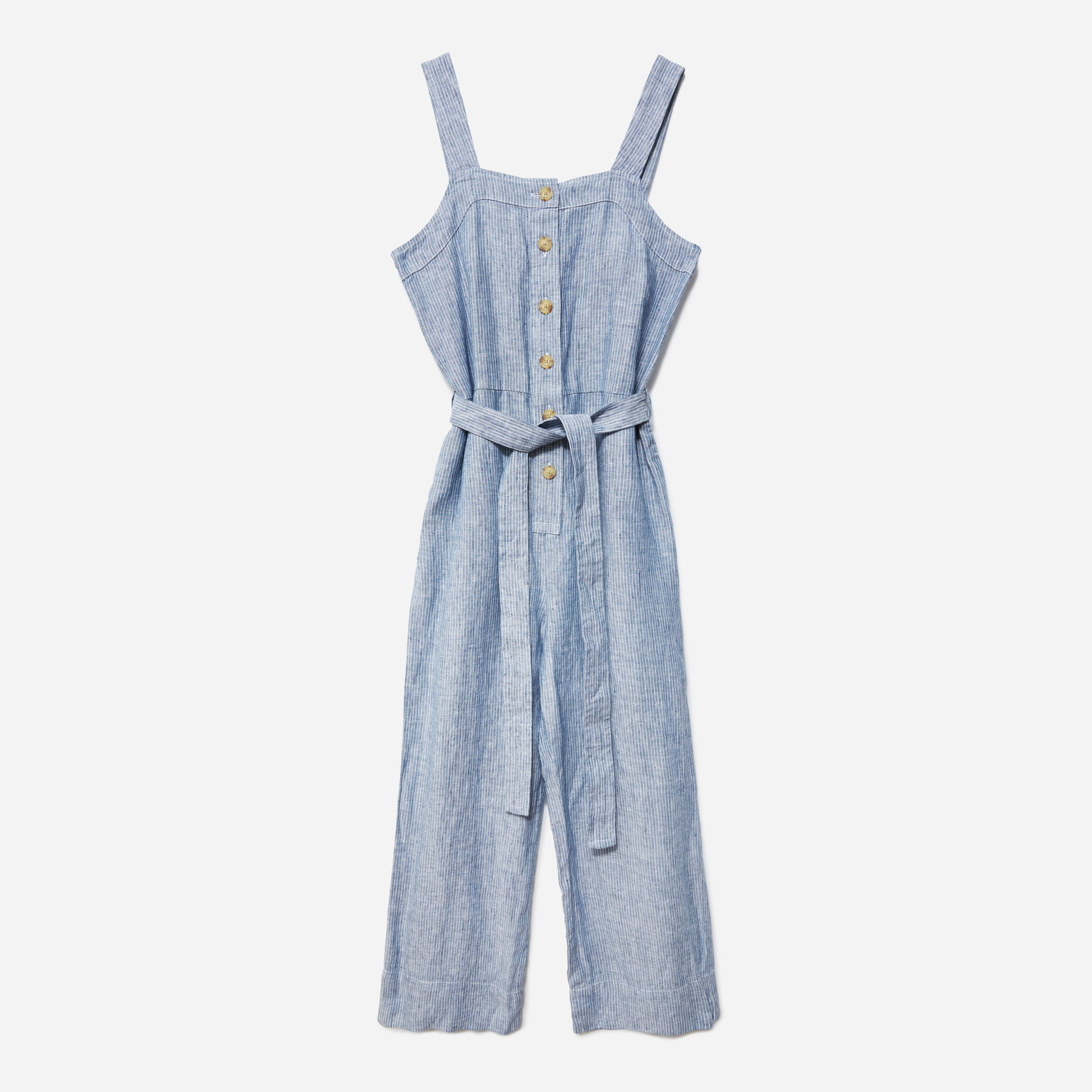The Linen Picnic Jumpsuit Blue / White Pinstripe Everlane
