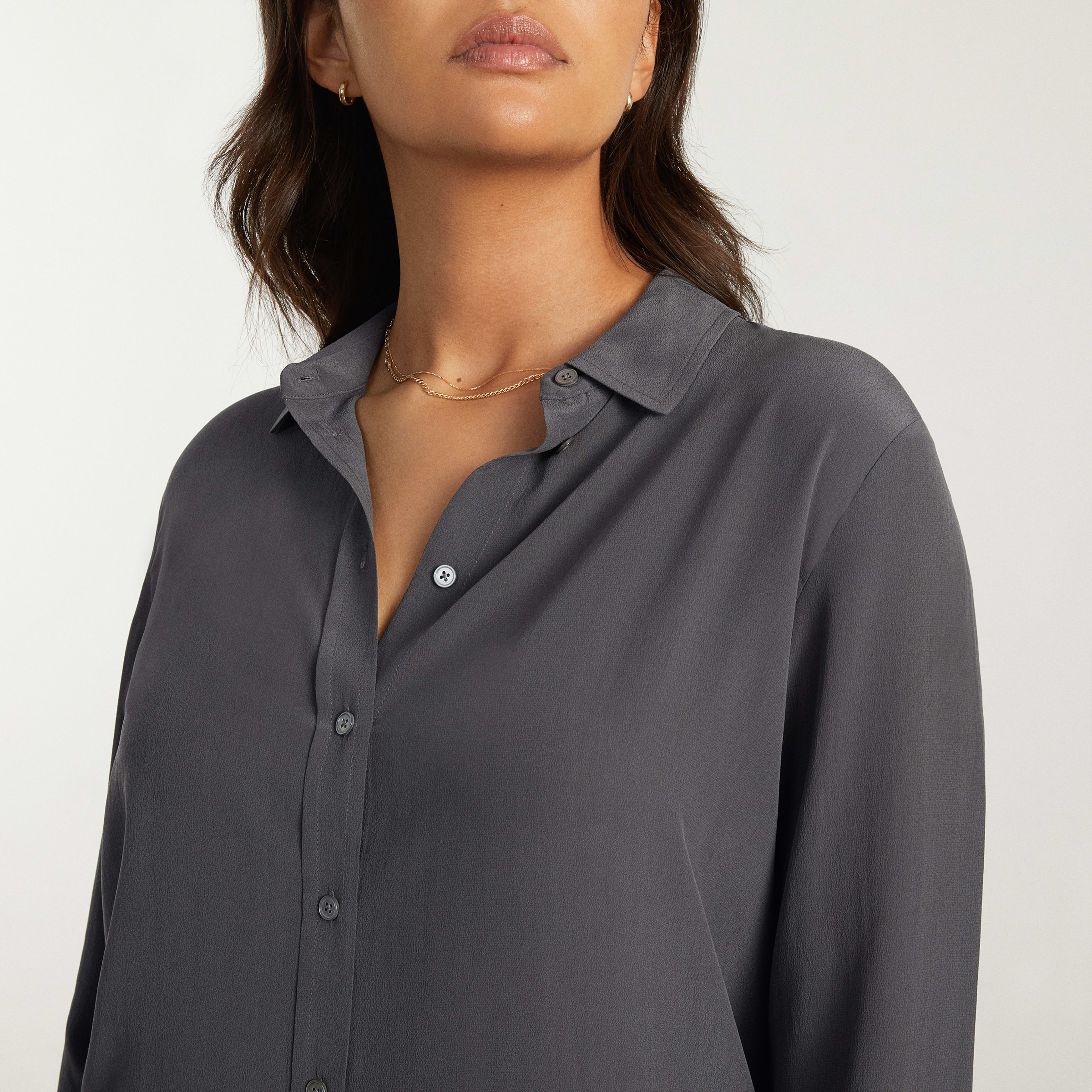 The Clean Silk Relaxed Shirt Slate Grey Everlane