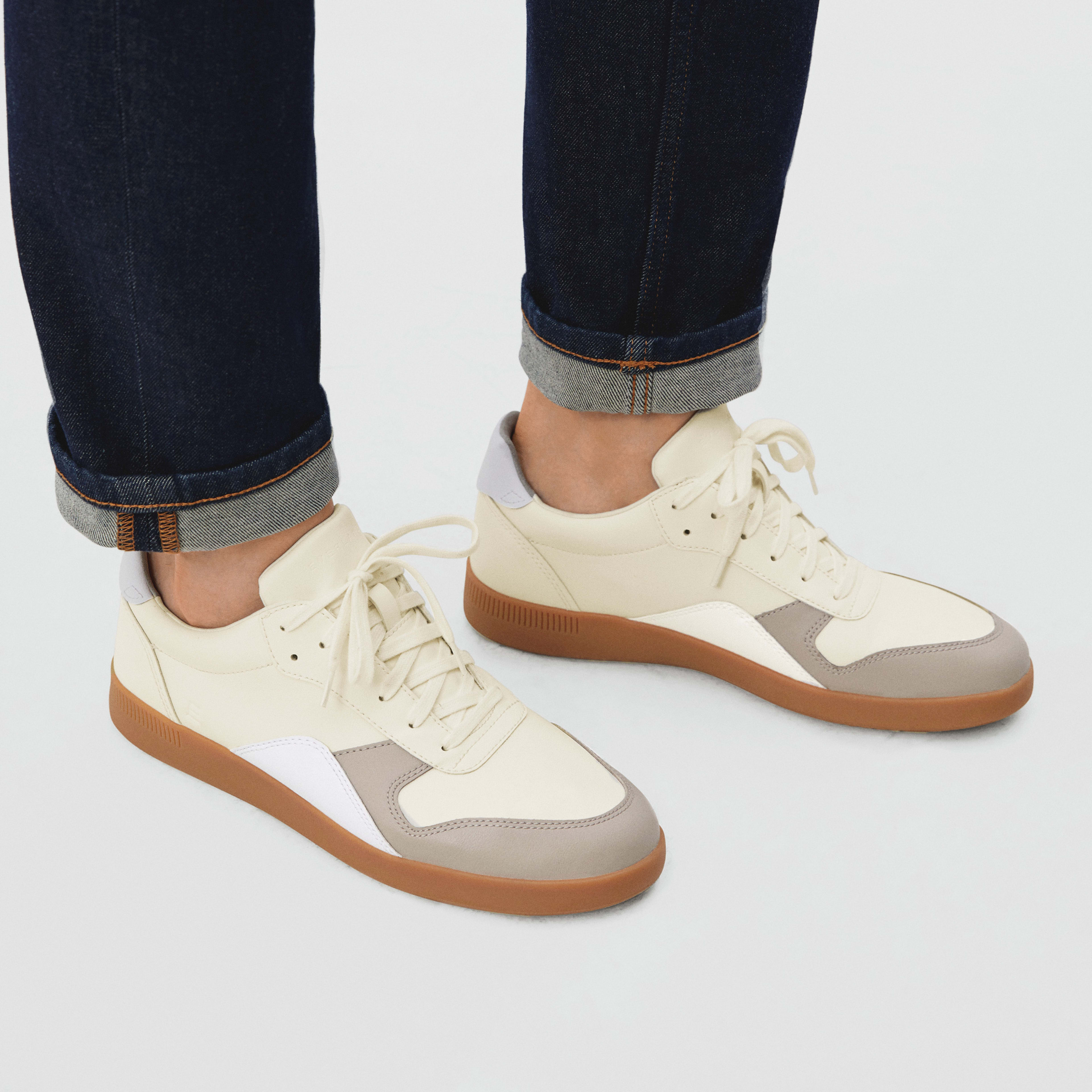 The ReLeather Court Sneaker Off White / Light Grey Everlane