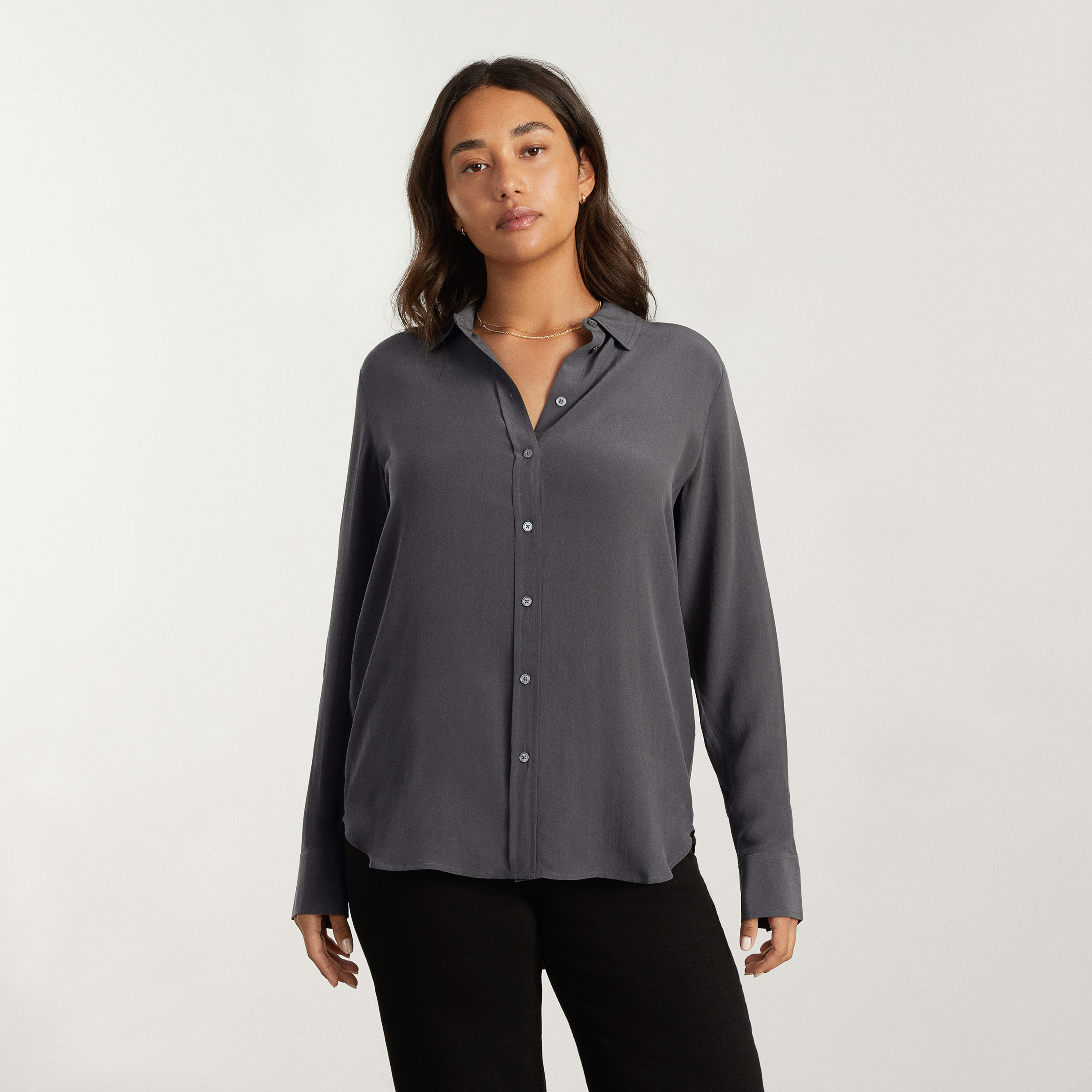 The Clean Silk Relaxed Shirt Slate Grey Everlane